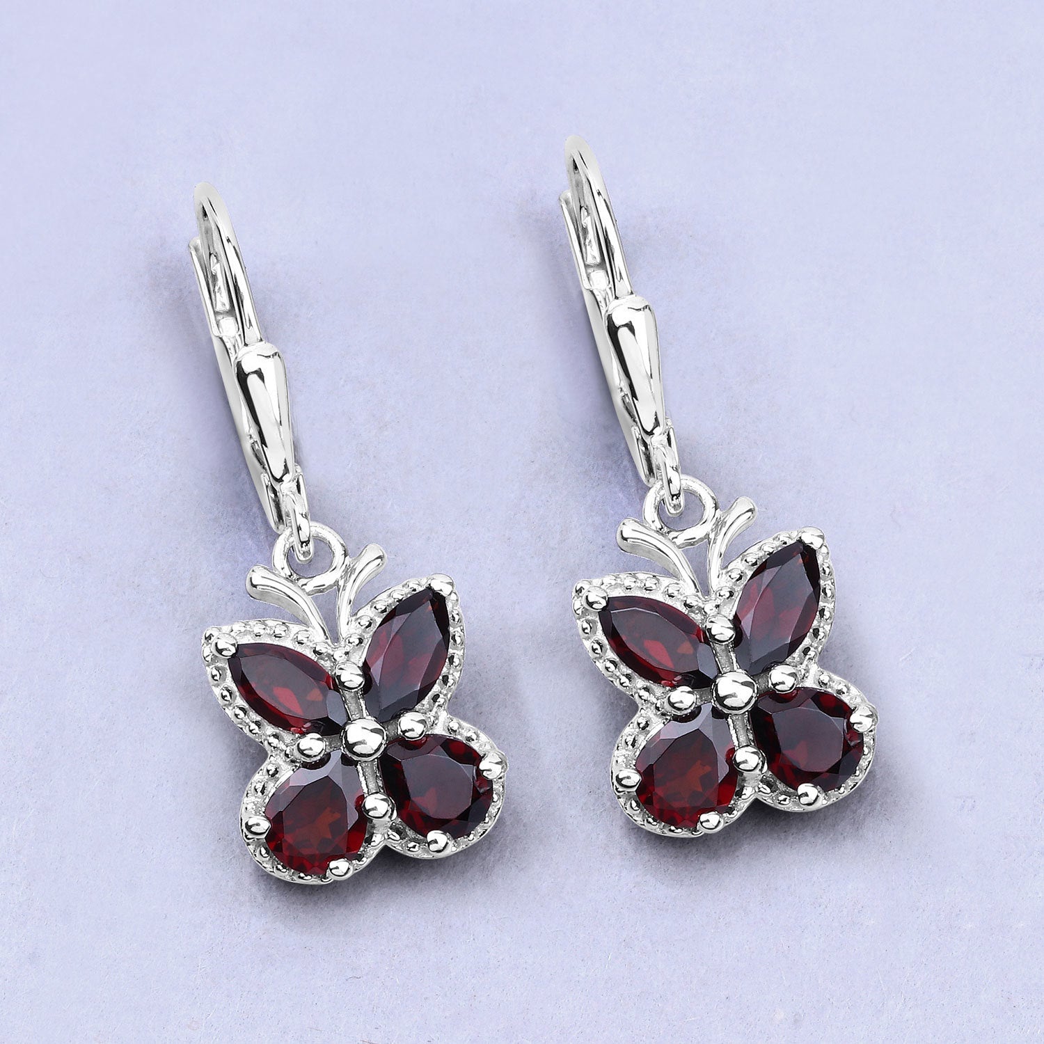 2.60 Carat Genuine Garnet .925 Sterling Silver Earrings by Bids.com