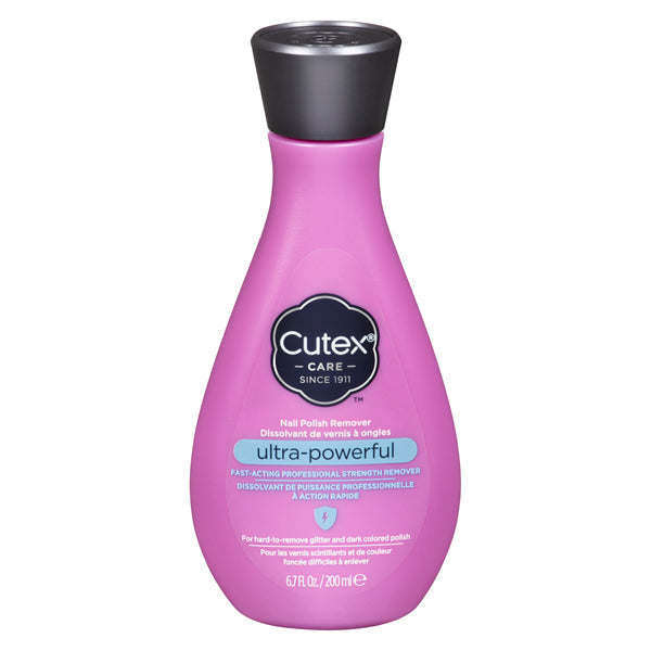 Cutex Ultra-Powerful Nail Polish Remover, 6.7 oz – For Gel, Glitter, and Longwear Polish