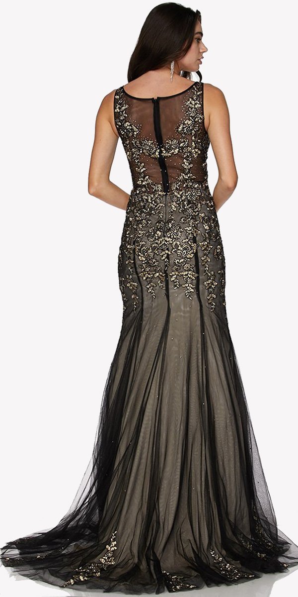 Juliet 656 Sleeveless Appliqued Mermaid Gown Godets and Train by DiscountDressShop