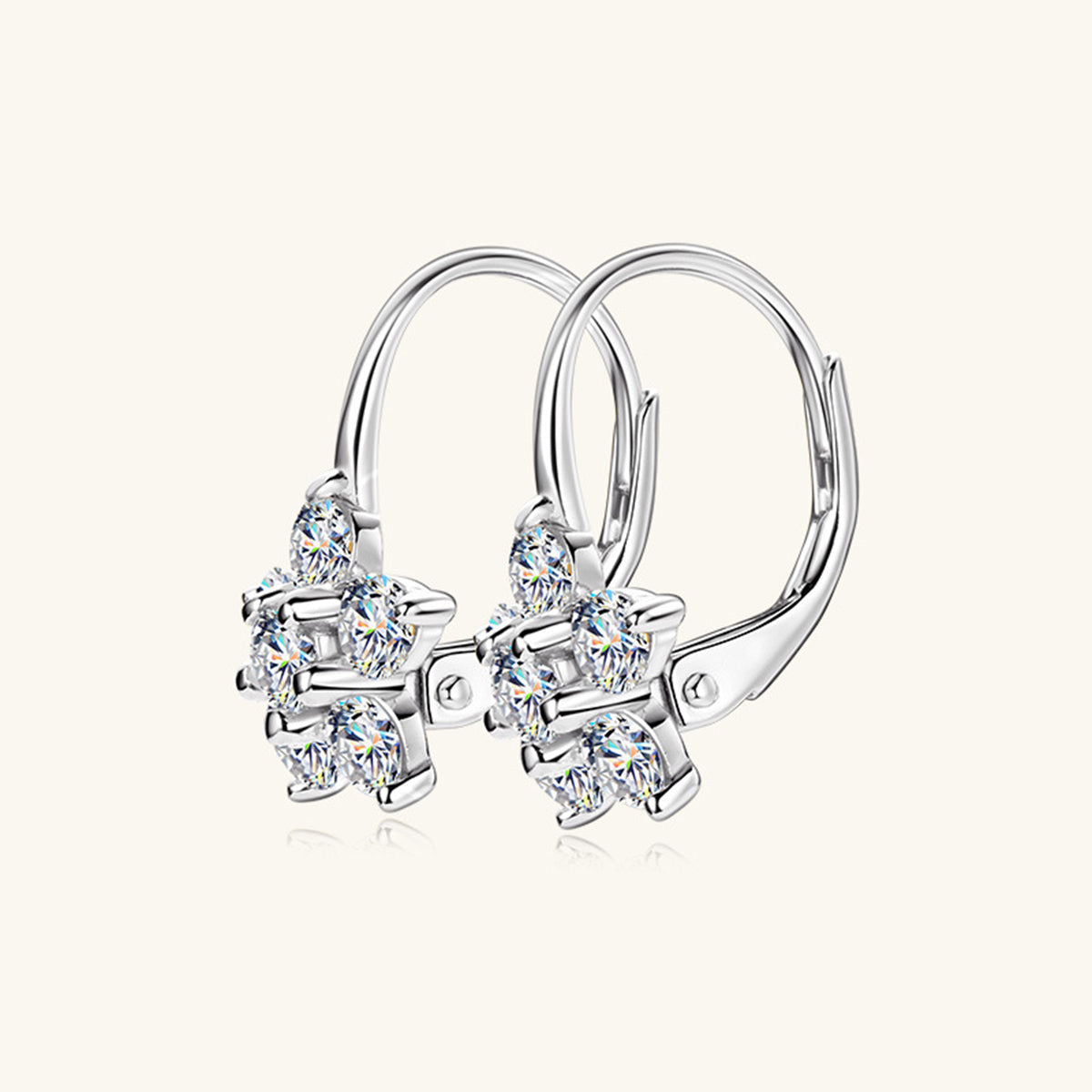 1.2 Carat Pure Sterling Silver Sparkala™ Flower Huggie Earrings - DestGlow