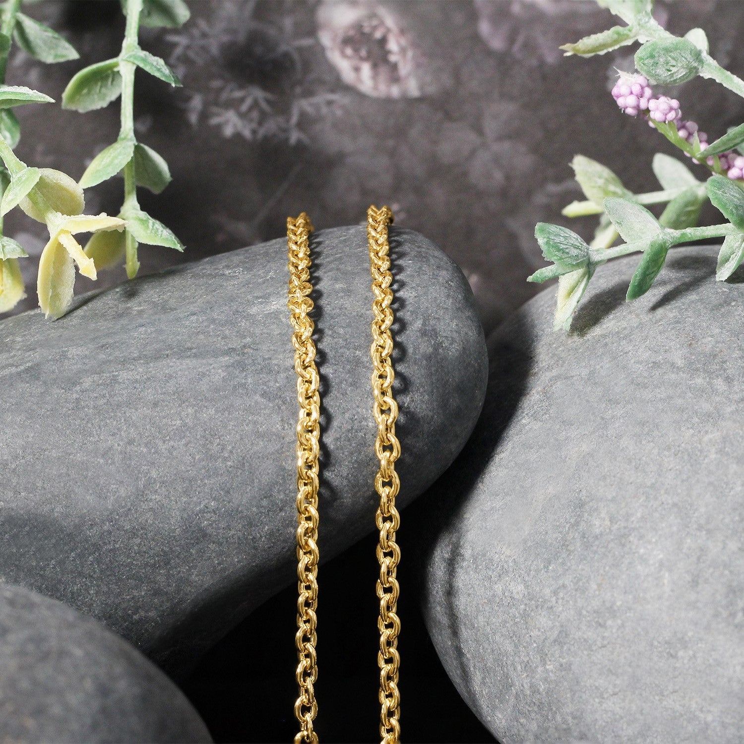 3.0mm 14k Yellow Gold Forsantina Lite Cable Link Chain by Bids.com