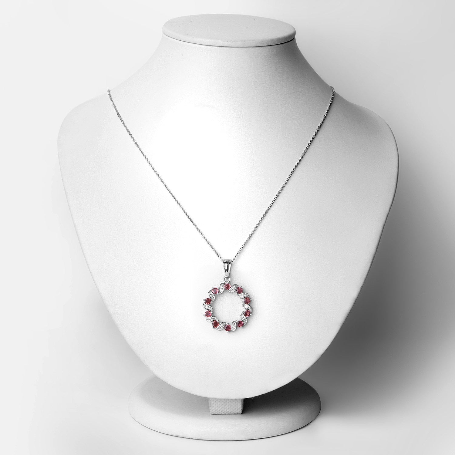 1.30 Carat Genuine Pink Tourmaline and White Topaz .925 Sterling Silver Pendant by Bids.com