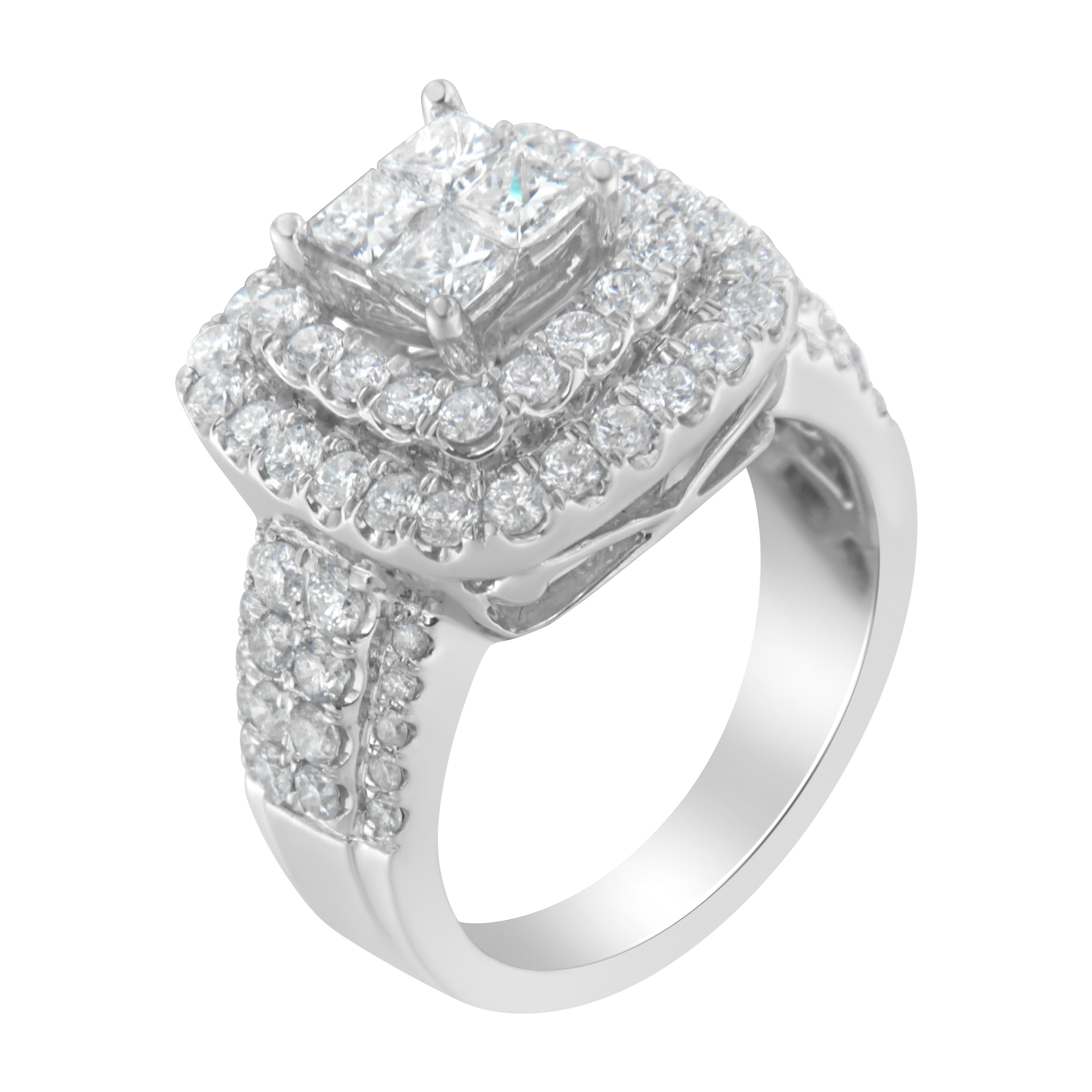 14KT White Gold Round and Princess Diamond Ring (2 1/4 cttw, H-I Color, SI1-SI2 Clarity) by Bids.com