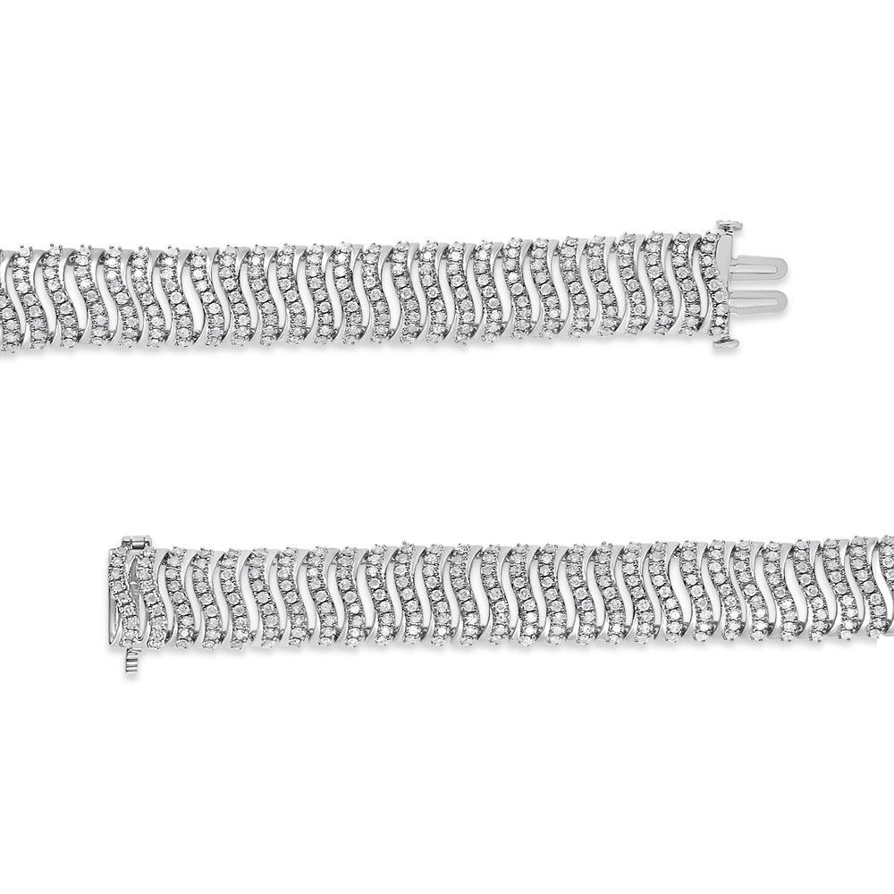 .925 Sterling Silver 5.00 Cttw Round-Cut Diamond "S" Link Bracelet (I-J Color, I3 Clarity) - Size 7.25 by Bids.com