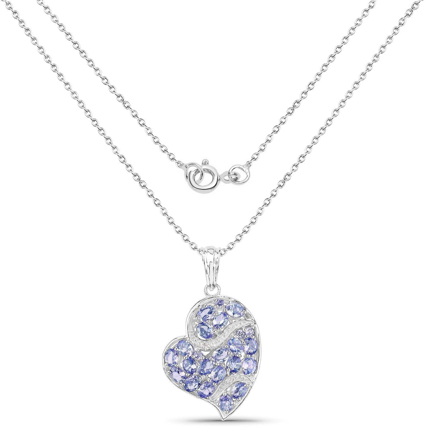 3.40 Carat Genuine Tanzanite and White Topaz .925 Sterling Silver Pendant DestGlow