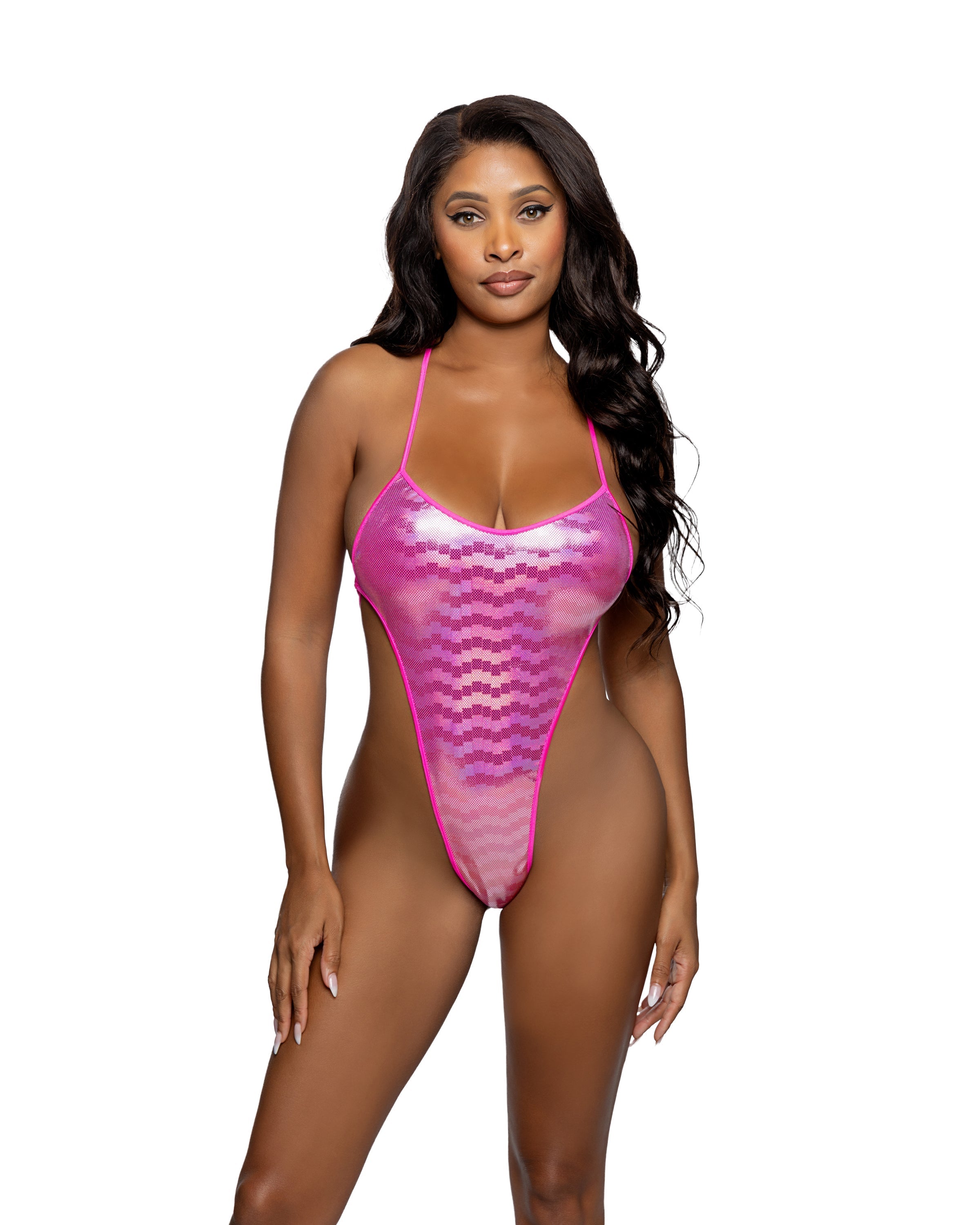 Shimmer String-Back High Cut 1PC Bodysuit DestGlow