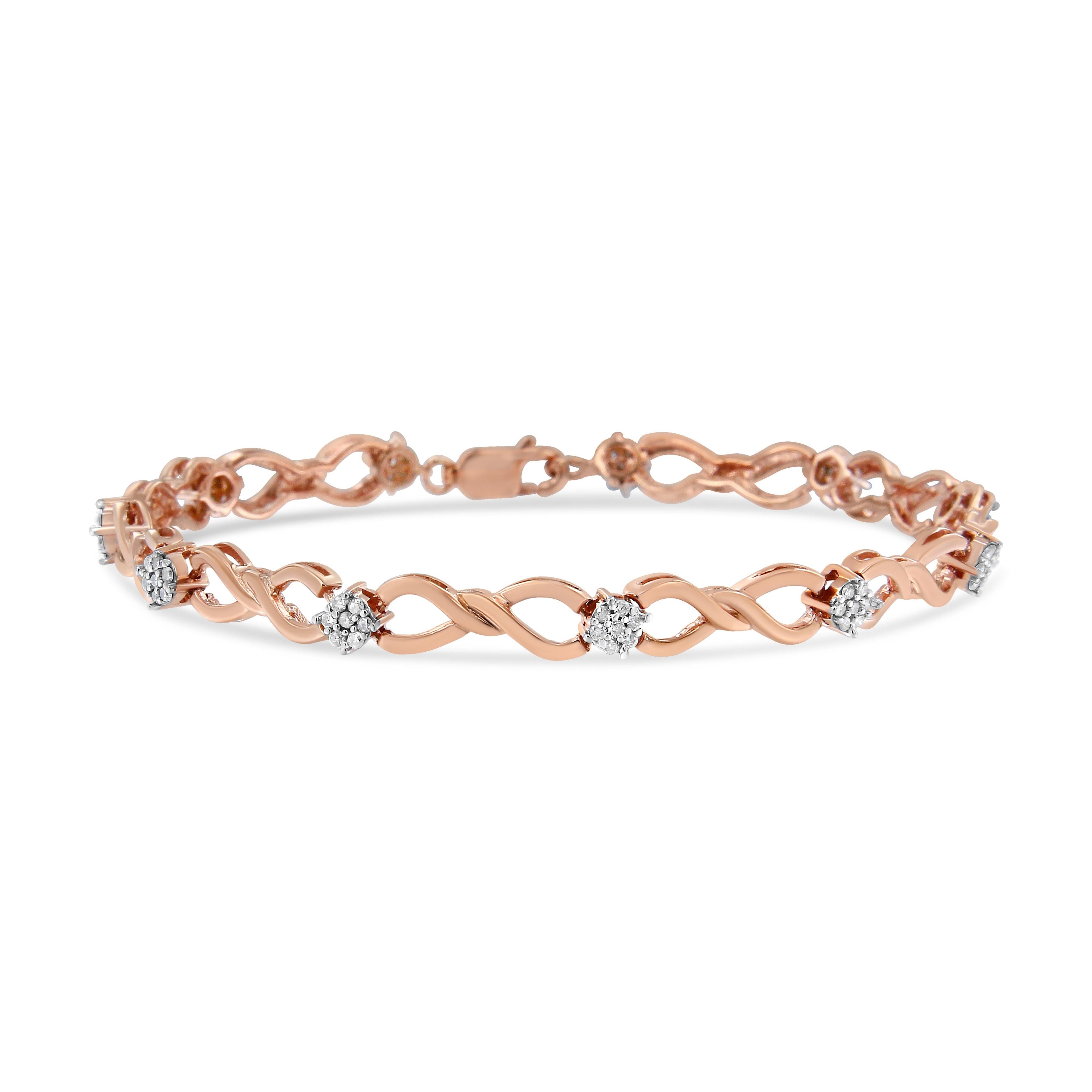 10K Rose Gold Plated .925 Sterling Silver 1/2 Cttw Diamond Infinity Link Tennis Bracelet (H-I Color, I2-I3 Clarity) -7†by Bids.com
