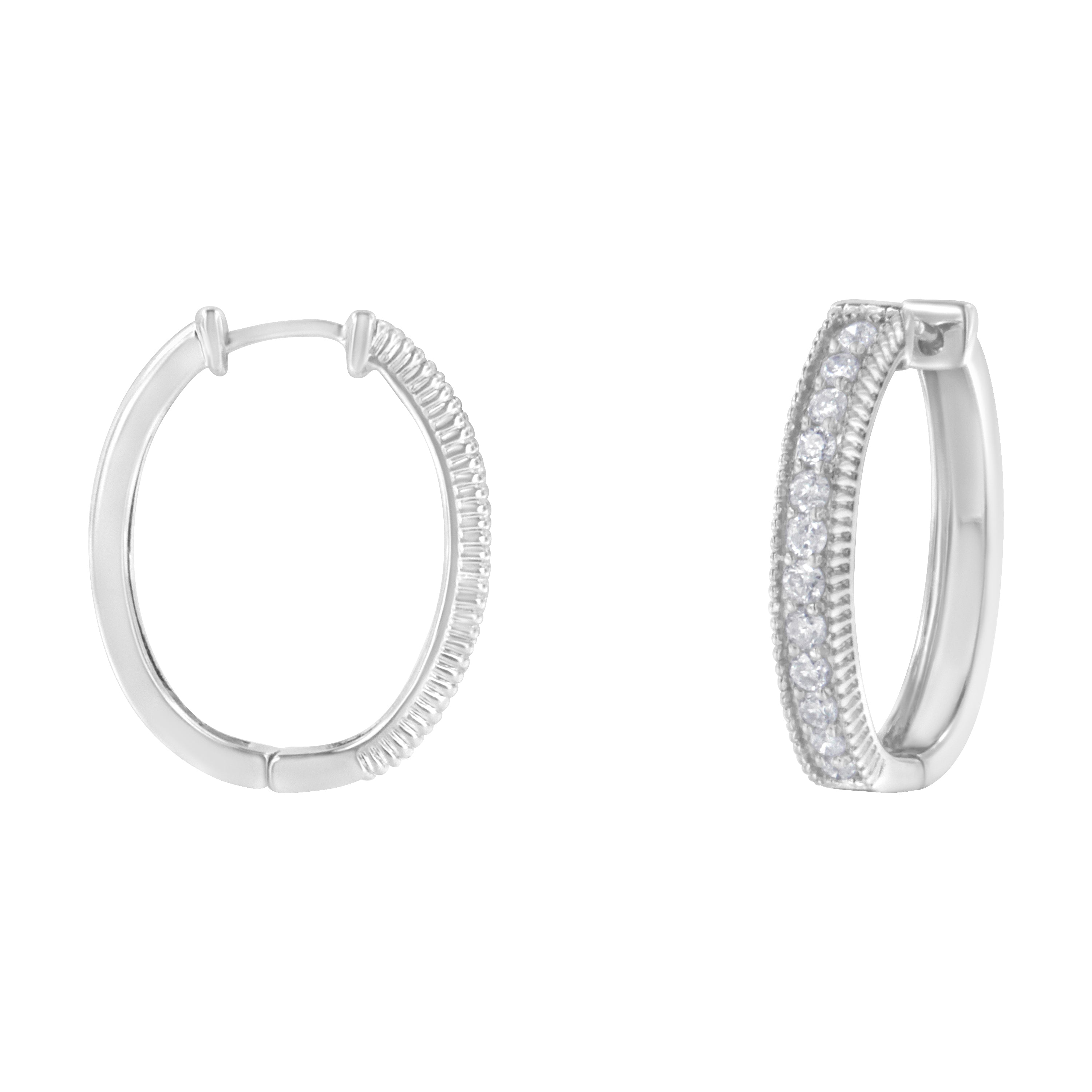 10KT White Gold Diamond Hoop Earring (1.00 cttw, H-I Color, I1-I2 Clarity) by Bids.com