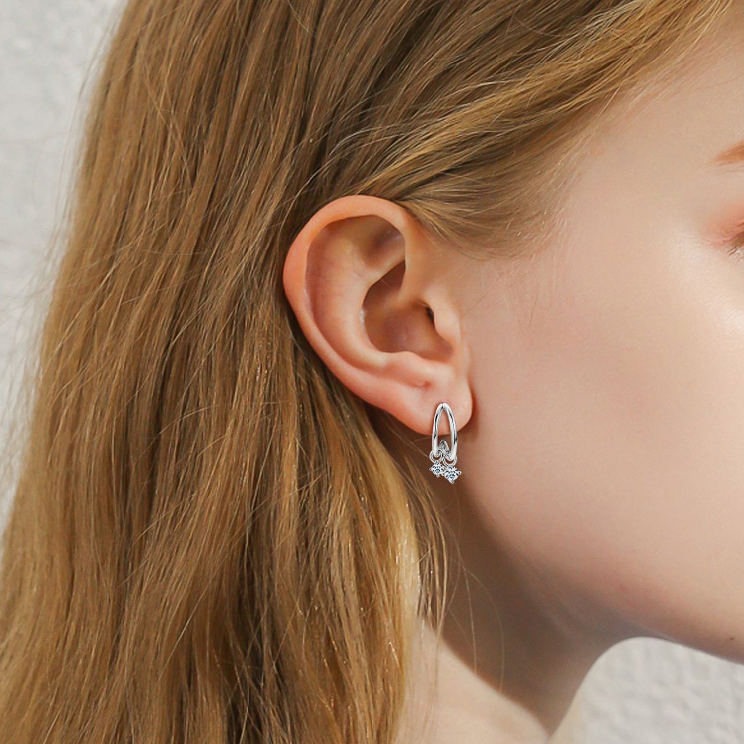 Platinum-Plated Pure Sterling Silver Sparkala™ C-Hoop Earrings by Sparkala