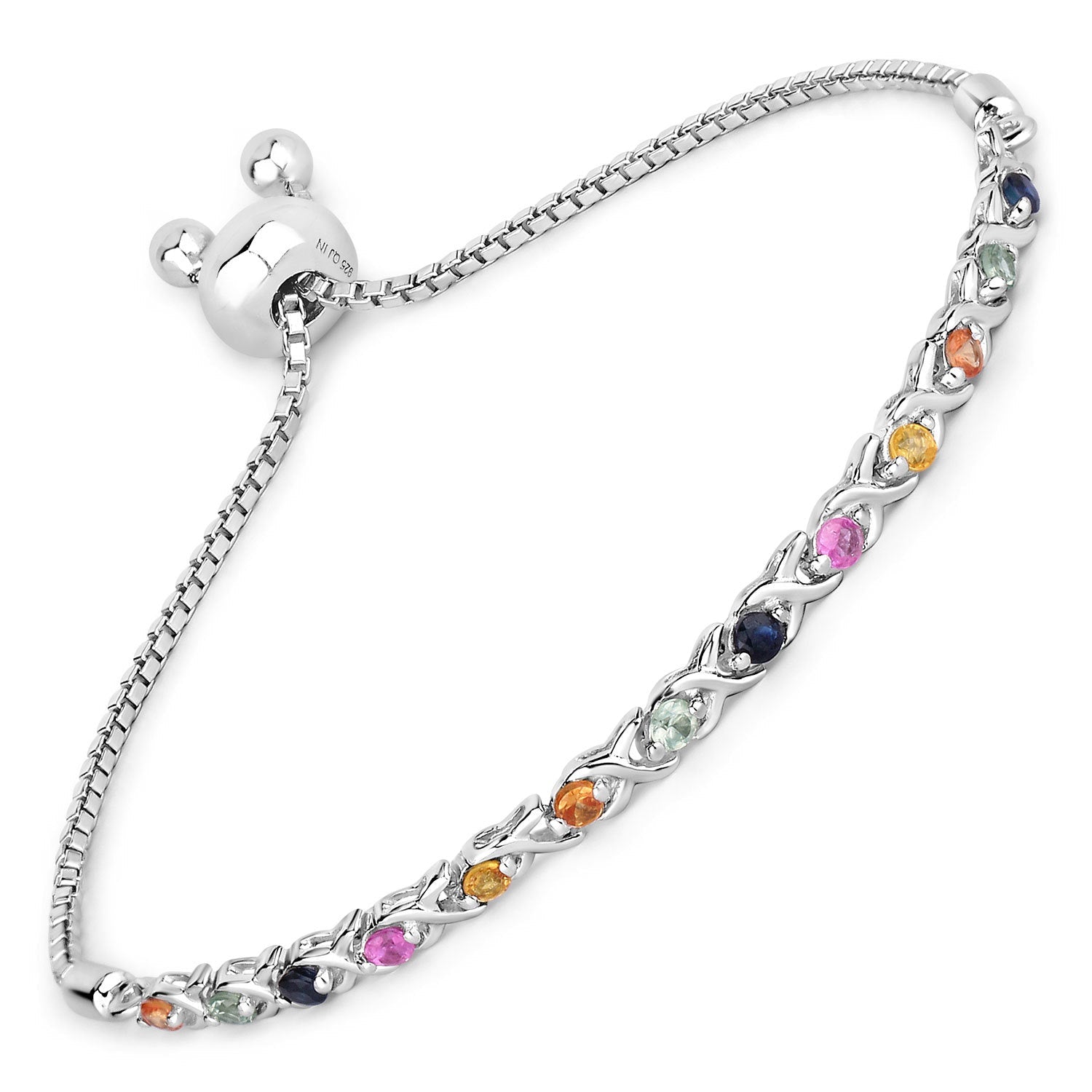 0.88 Carat Genuine Multi Sapphire .925 Sterling Silver Bracelet by Bids.com