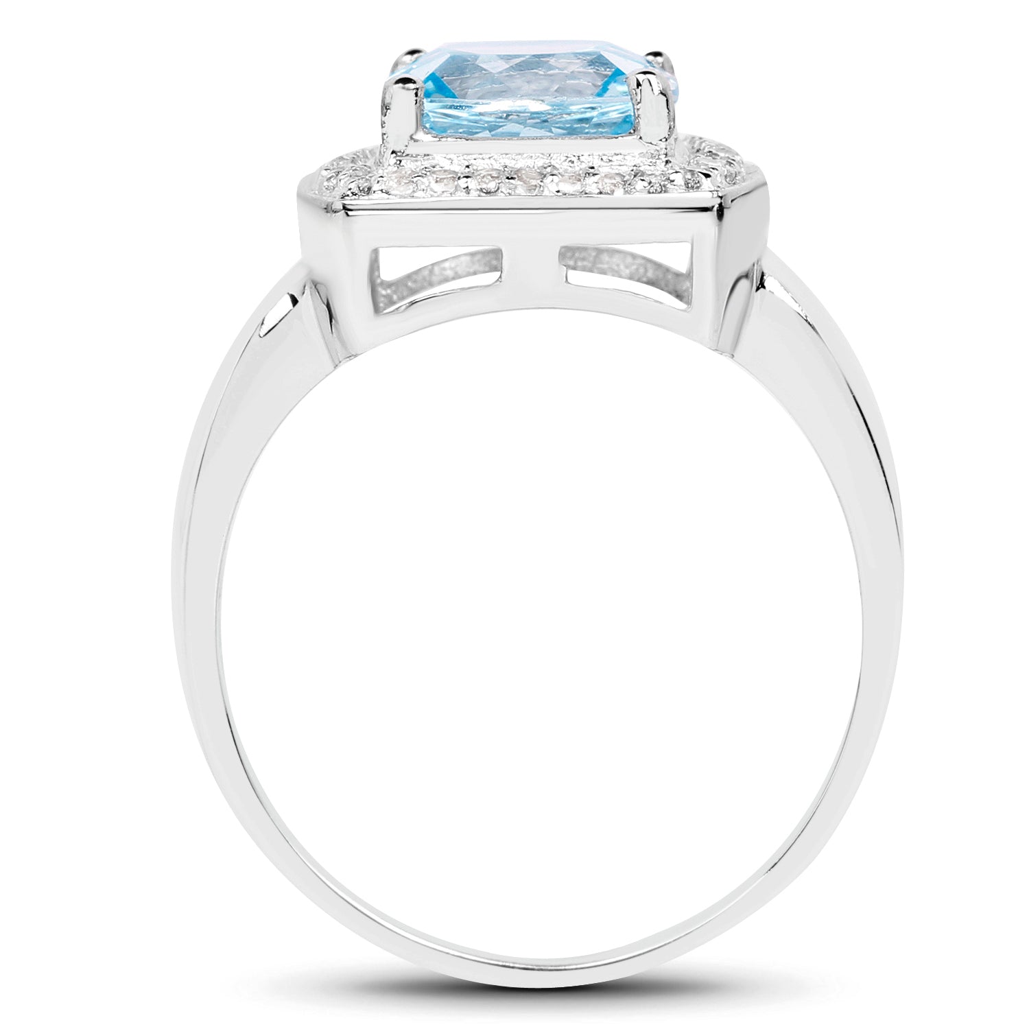 2.46 Carat Genuine Blue Topaz and White Topaz .925 Sterling Silver Ring by Bids.com