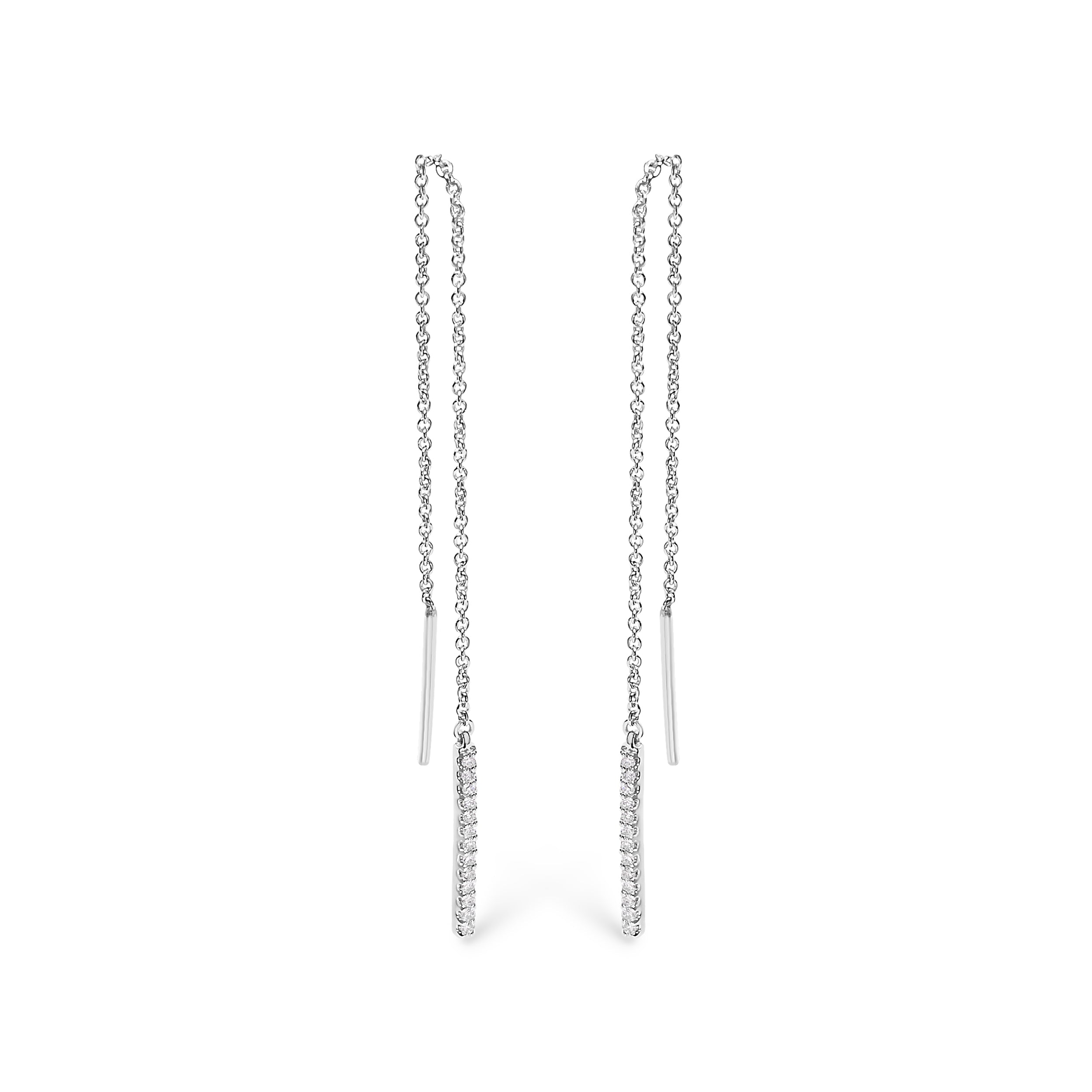 10K White Gold 1/10 Cttw Diamond Threader Earrings DestGlow