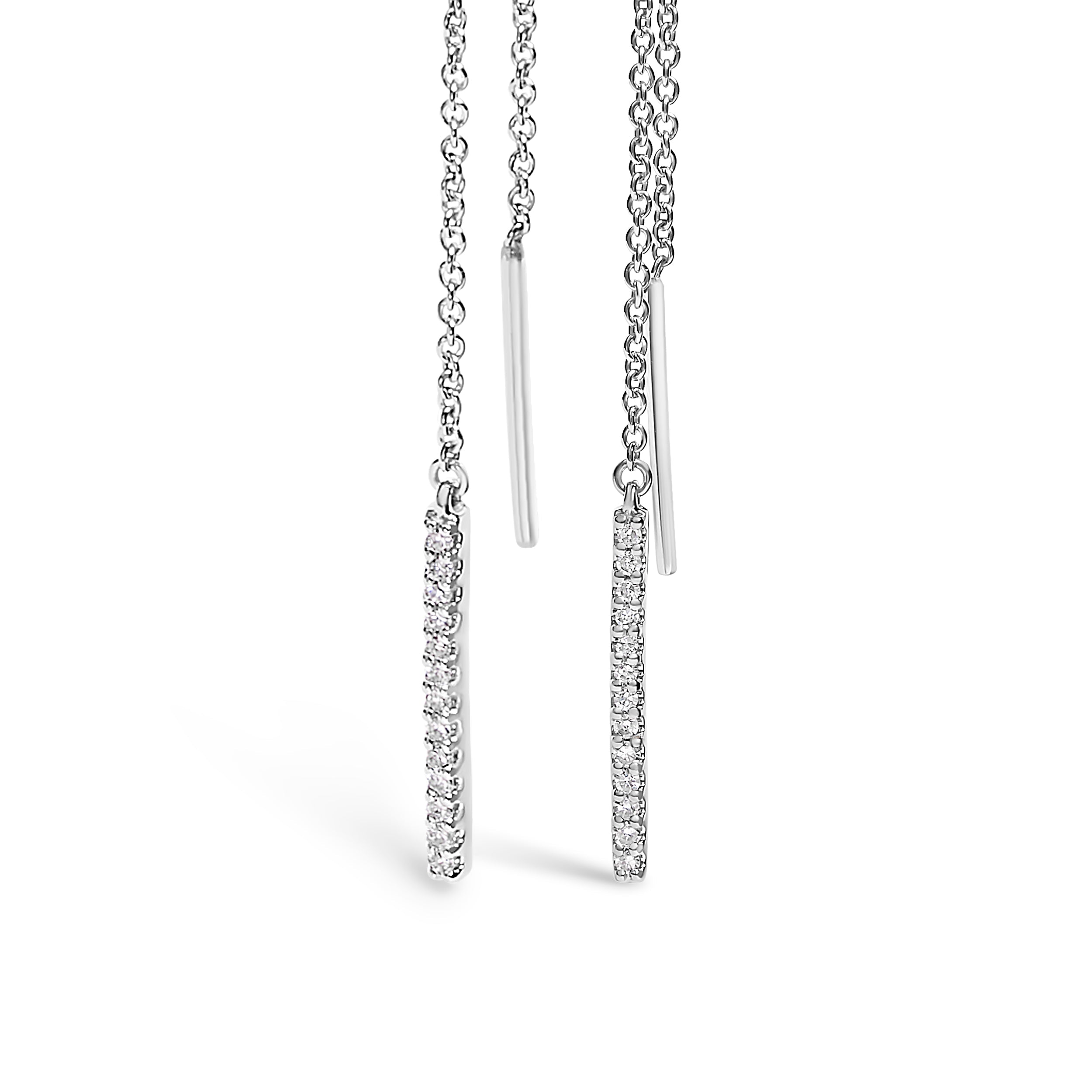 10K White Gold 1/10 Cttw Diamond Threader Earrings DestGlow