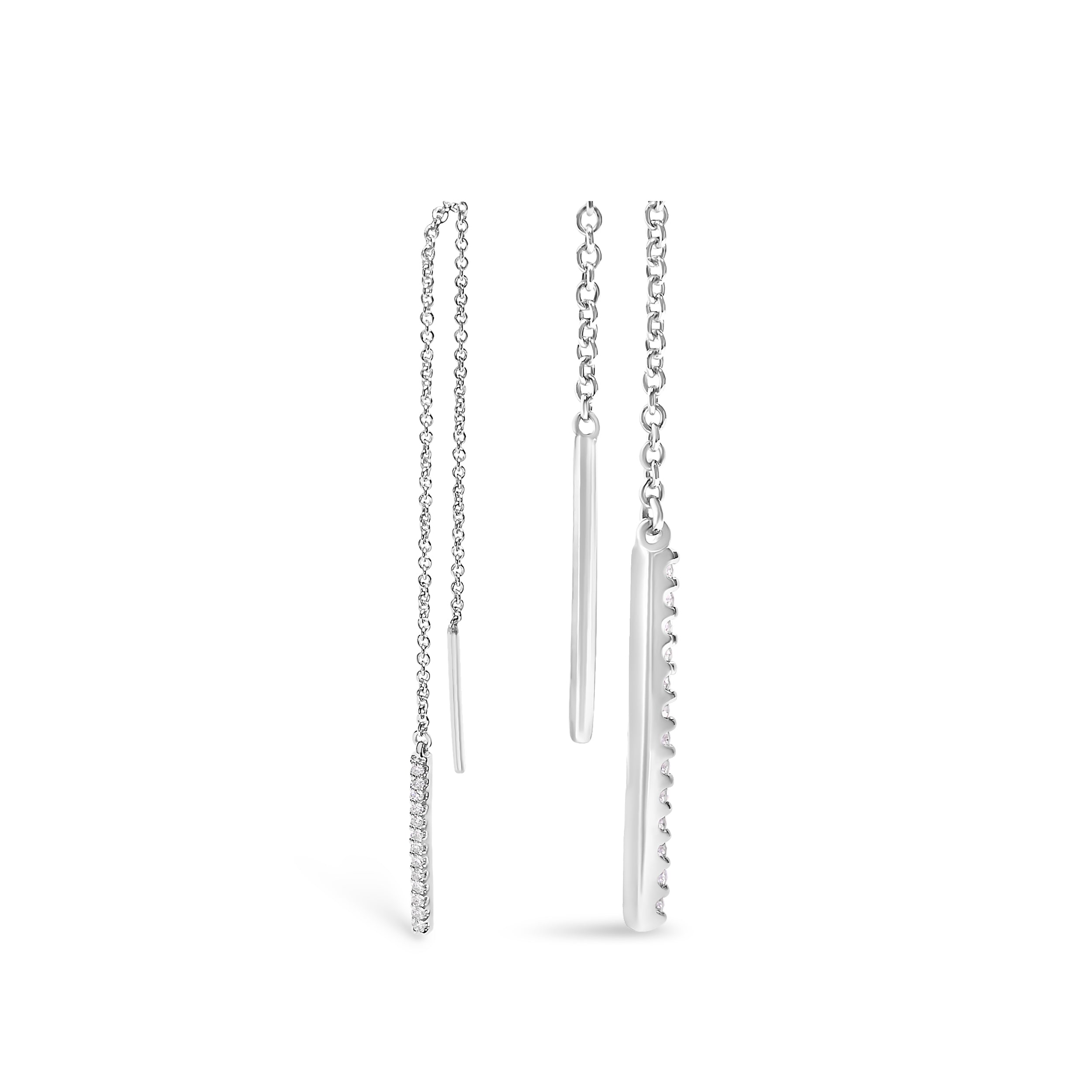 10K White Gold 1/10 Cttw Diamond Threader Earrings DestGlow