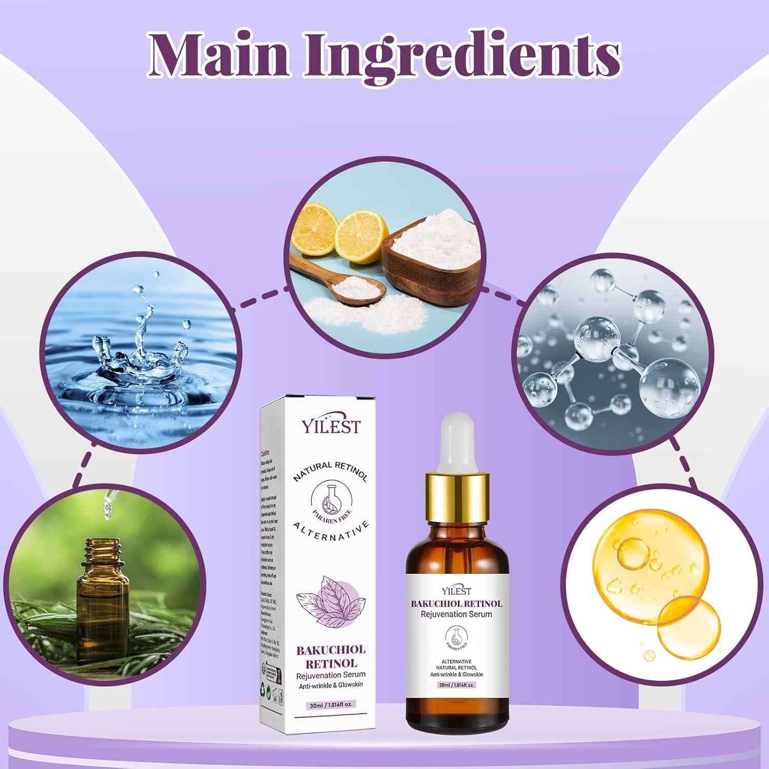 2PCS Bakuchiol Retinol Serum Retinol Rejuvenation Serum, Retinol Serum for Wrinkles Retinol Serum Face Serum for All Skin, Retinol Serum Wrinkles for Man&Women