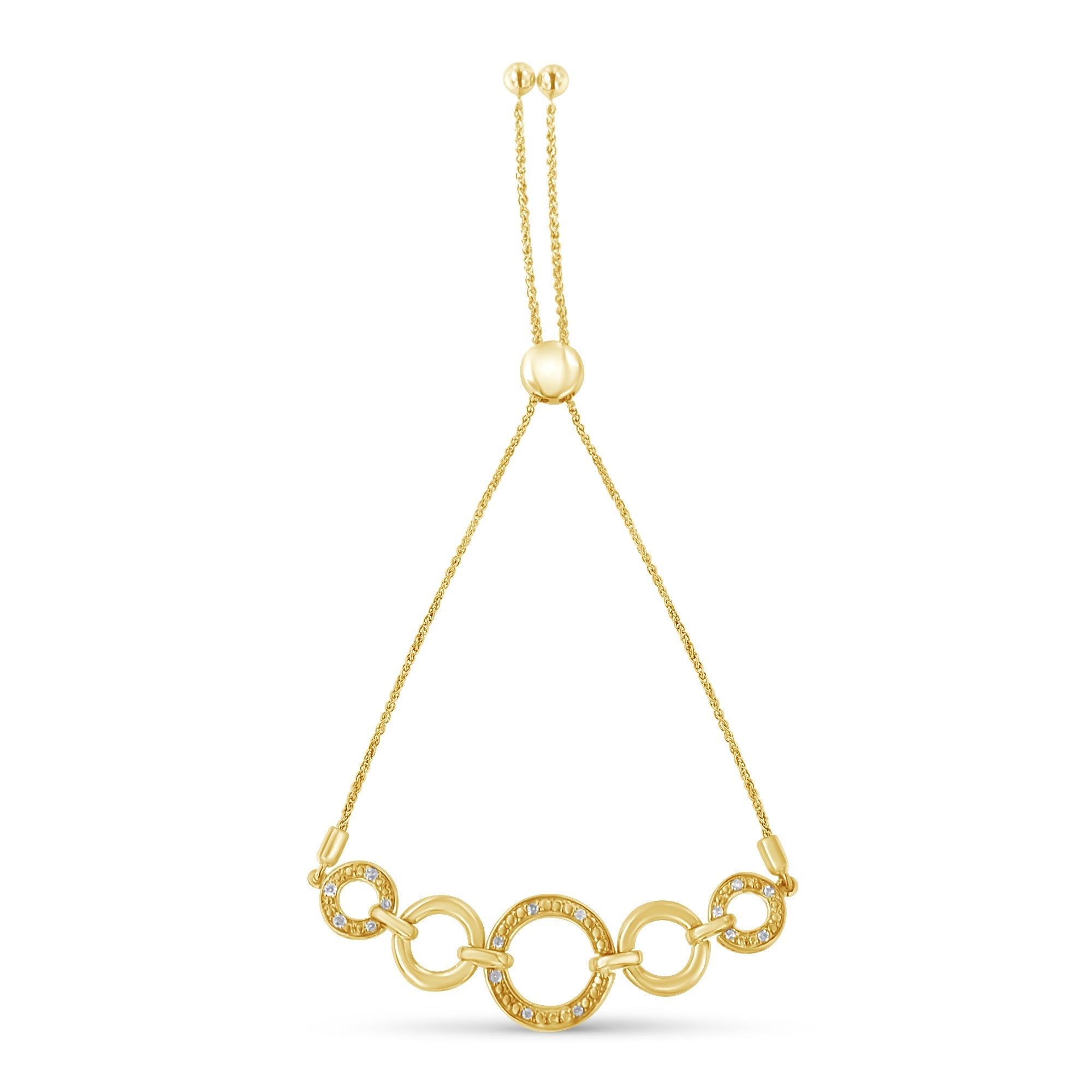10K Yellow Gold over .925 Sterling Silver Diamond Accented Graduated Infinity Open Circle 6â€-9†Adjustable Bolo Bracelet