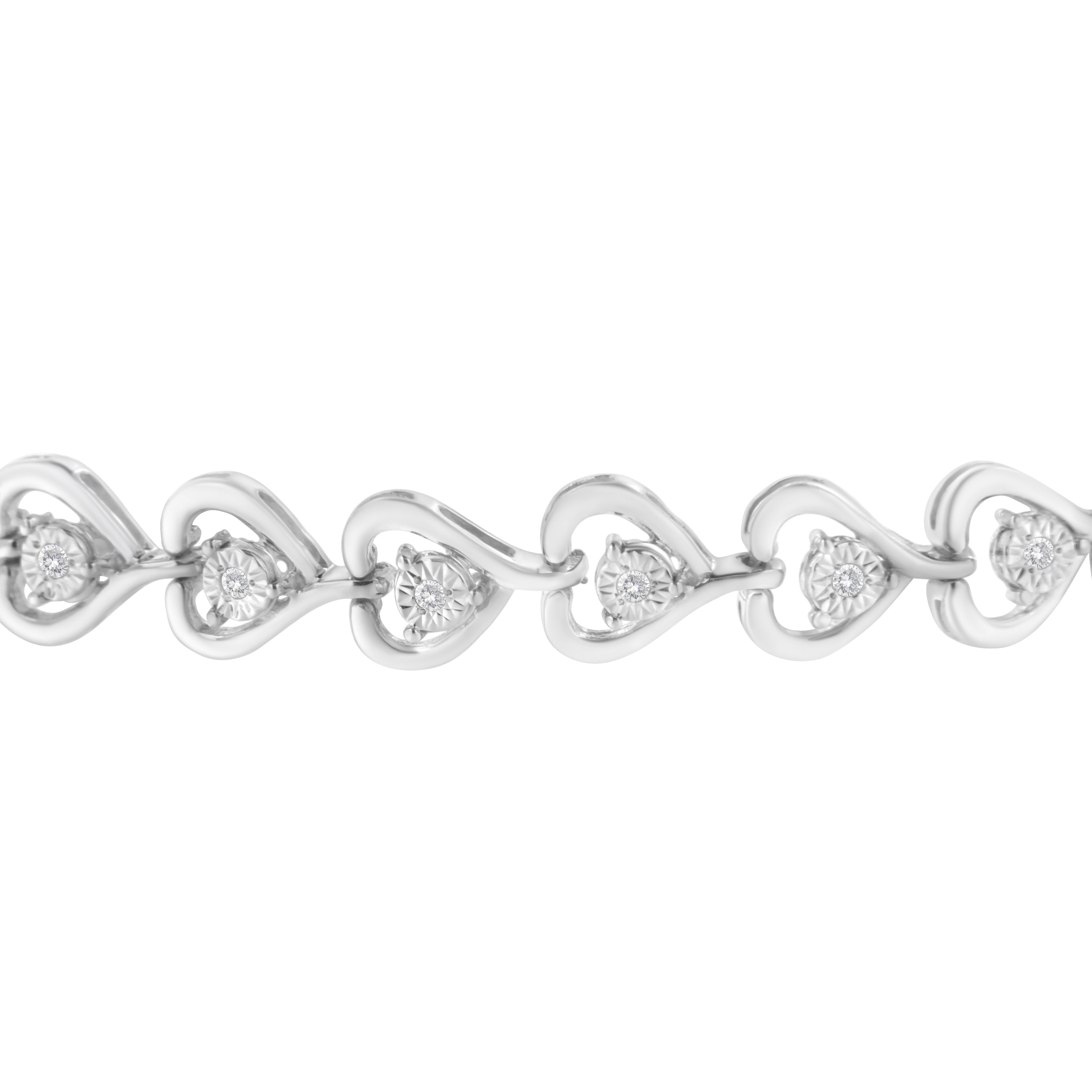 Sterling Silver Diamond Woven Heart Bolo Bracelet (0.1 cttw, H-I Color, I2-I3 Clarity) by Bids.com