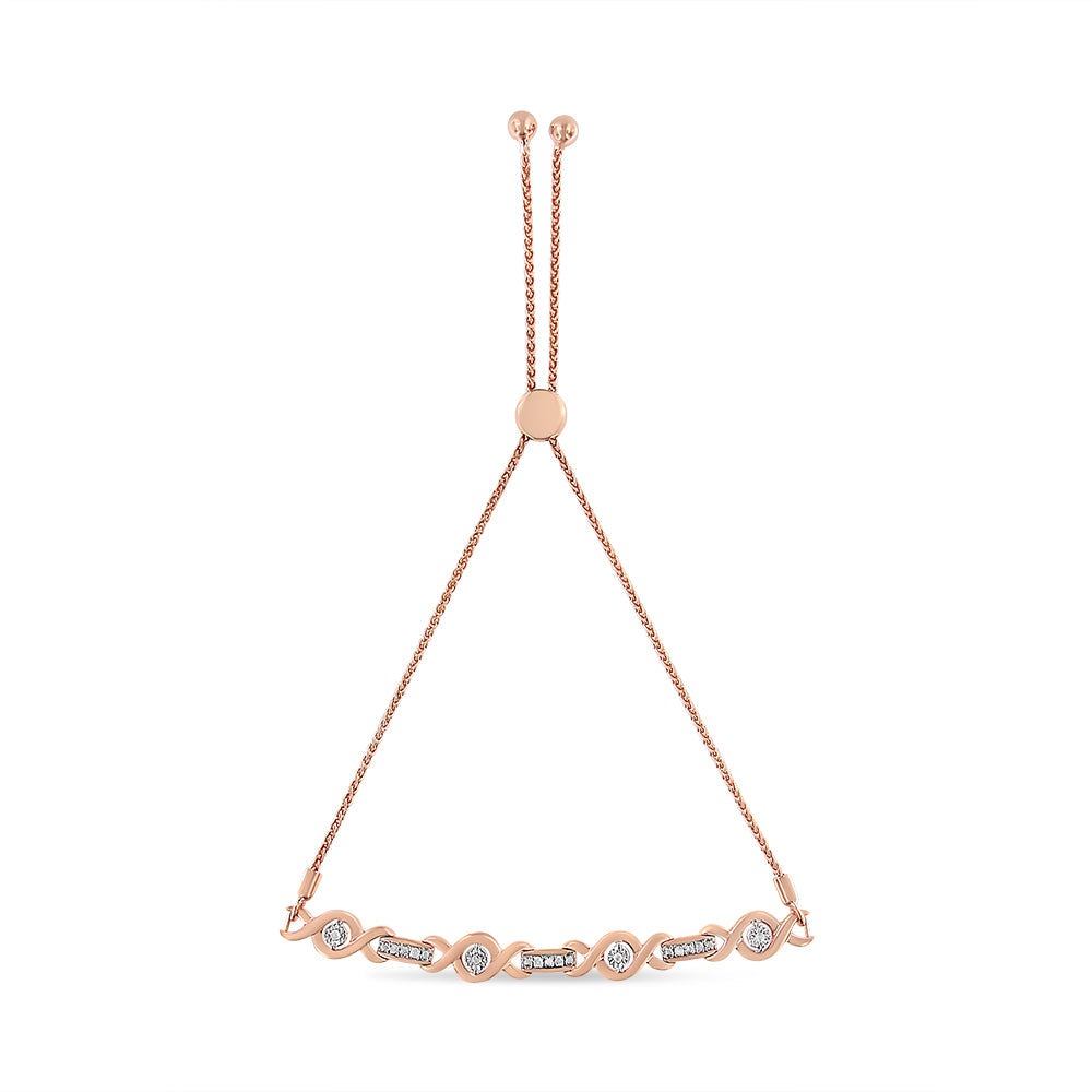 14K Yellow Gold Plated .925 Sterling Silver Channel Set Diamond Accent Twist 4â€-10†Adjustable Bolo Bracelet (I-J Color, I3 Clarity) by Bids.com