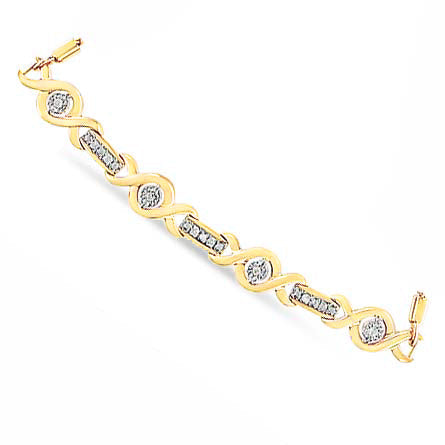 14K Yellow Gold Plated .925 Sterling Silver Channel Set Diamond Accent Twist 4â€-10†Adjustable Bolo Bracelet (I-J Color, I3 Clarity) by Bids.com
