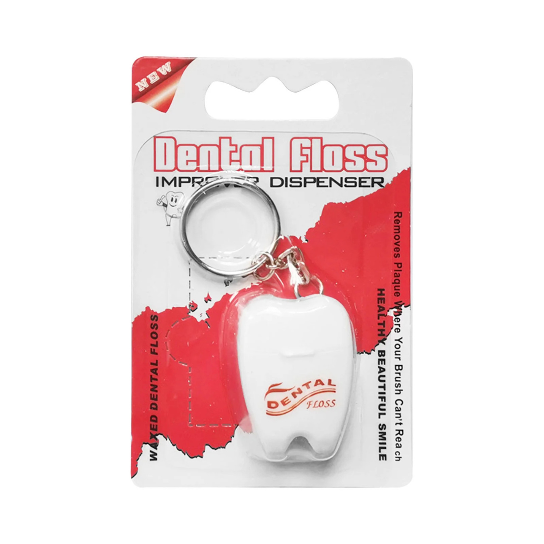 Portable Tooth-Shaped Dental Floss Keychain (Waxed) DestGlow