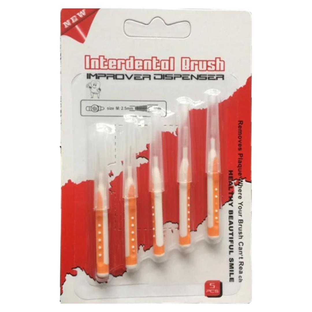 Interdental Brushes Size M 2.5mm Orange (5 Count) DestGlow