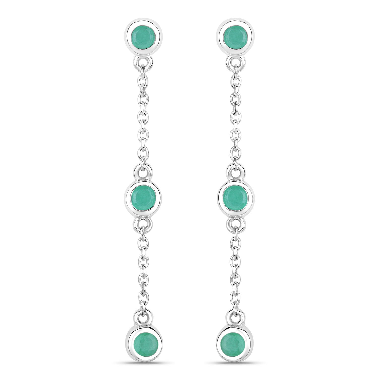 0.60 Carat Genuine Emerald .925 Sterling Silver Earrings by Bids.com