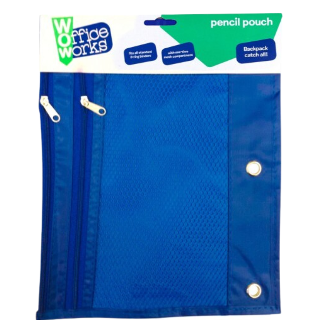 WOW Office Works 3-Ring Binder Pencil Pouch Blue (1ct) DestGlow