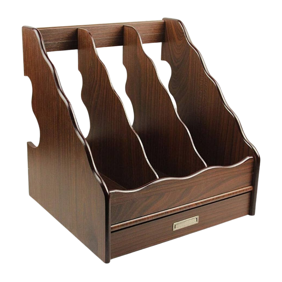 HomeOffice 3-Slot Wooden Desktop File and Magazine Organizer (1 unit) DestGlow
