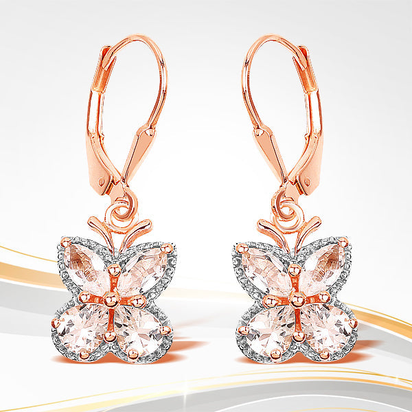 18K Rose Gold Plated 1.88 Carat Genuine Morganite .925 Sterling Silver Earrings DestGlow