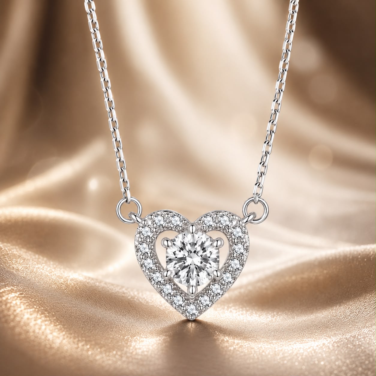 925 Sterling Silver Moissanite 0.5 Carat Necklace with CZ for Women DestGlow