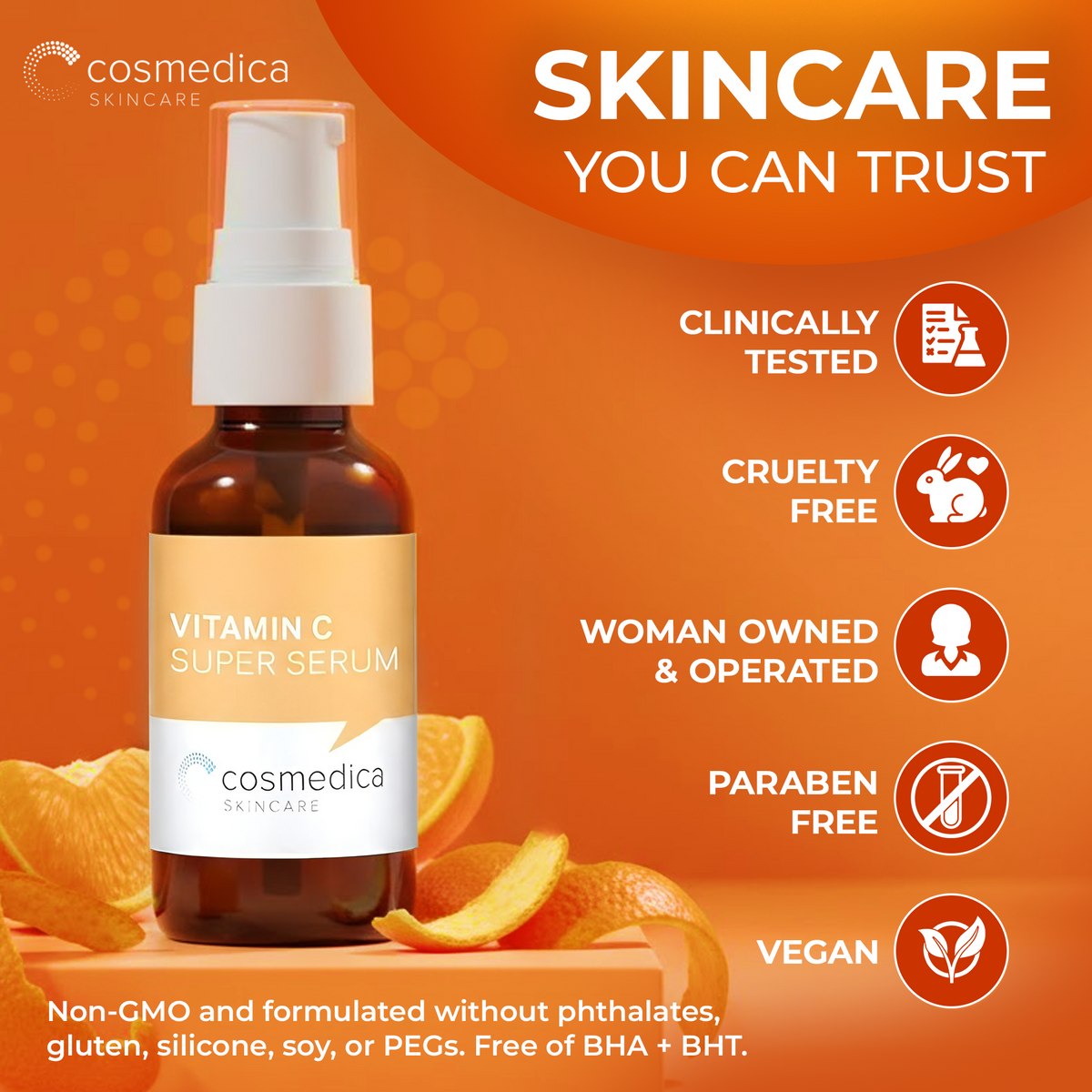 Cosmedica Skincare Vitamin C Serum for Face with Hyaluronic Acid – Anti Aging Serum for Dark Spots, Fine Lines, Wrinkles – Hydrating Collagen Booster for Women & Men DestGlow