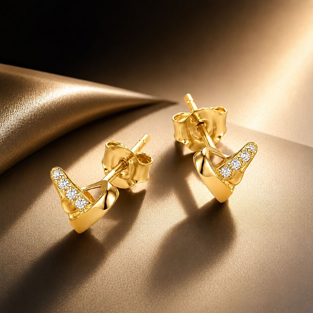 925 Sterling Silver Earrings with Pavé Setting CZ in Gold Plated DestGlow