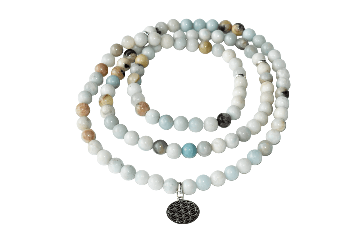 Multi Amazonite Beads Mala Bracelet, 108 Prayer Beads Necklace (Good luck and Fortune) DestGlow