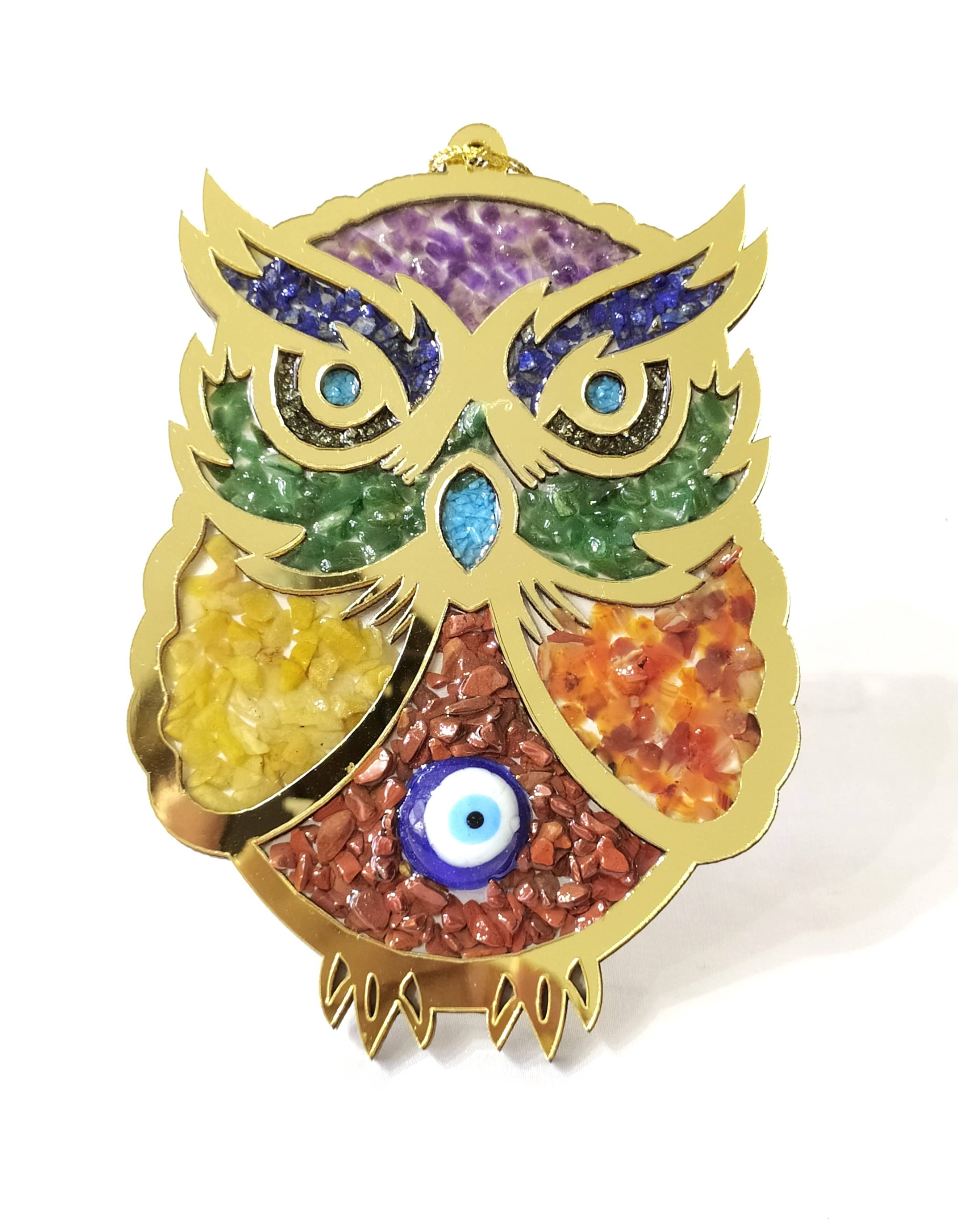 Owl Hanging, Home Protection Charm, Crystal Wall Hanging DestGlow