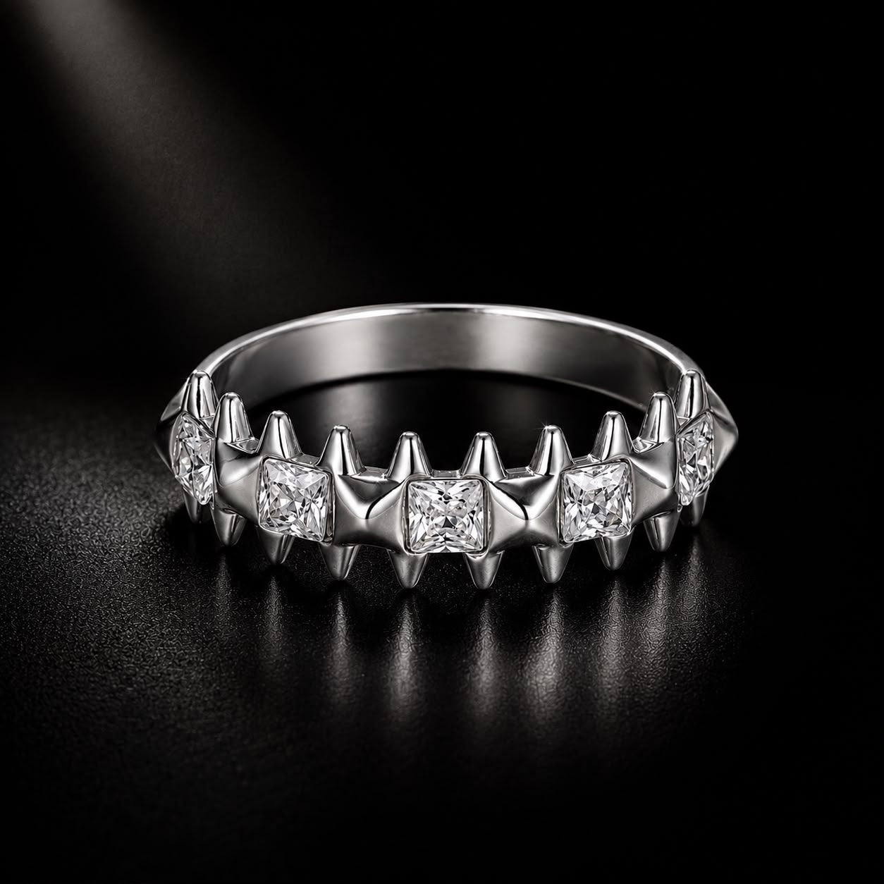 925 Sterling Silver 0.24cm White Gold Plated Ring with CZ for Women Size 6 DestGlow