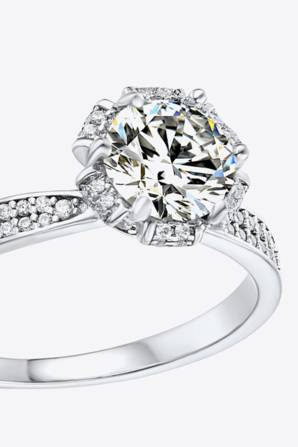 Platinum Over Pure Sterling Silver 1 Carat Brilliant Round Cut Sparkala™ Ring by Sparkala