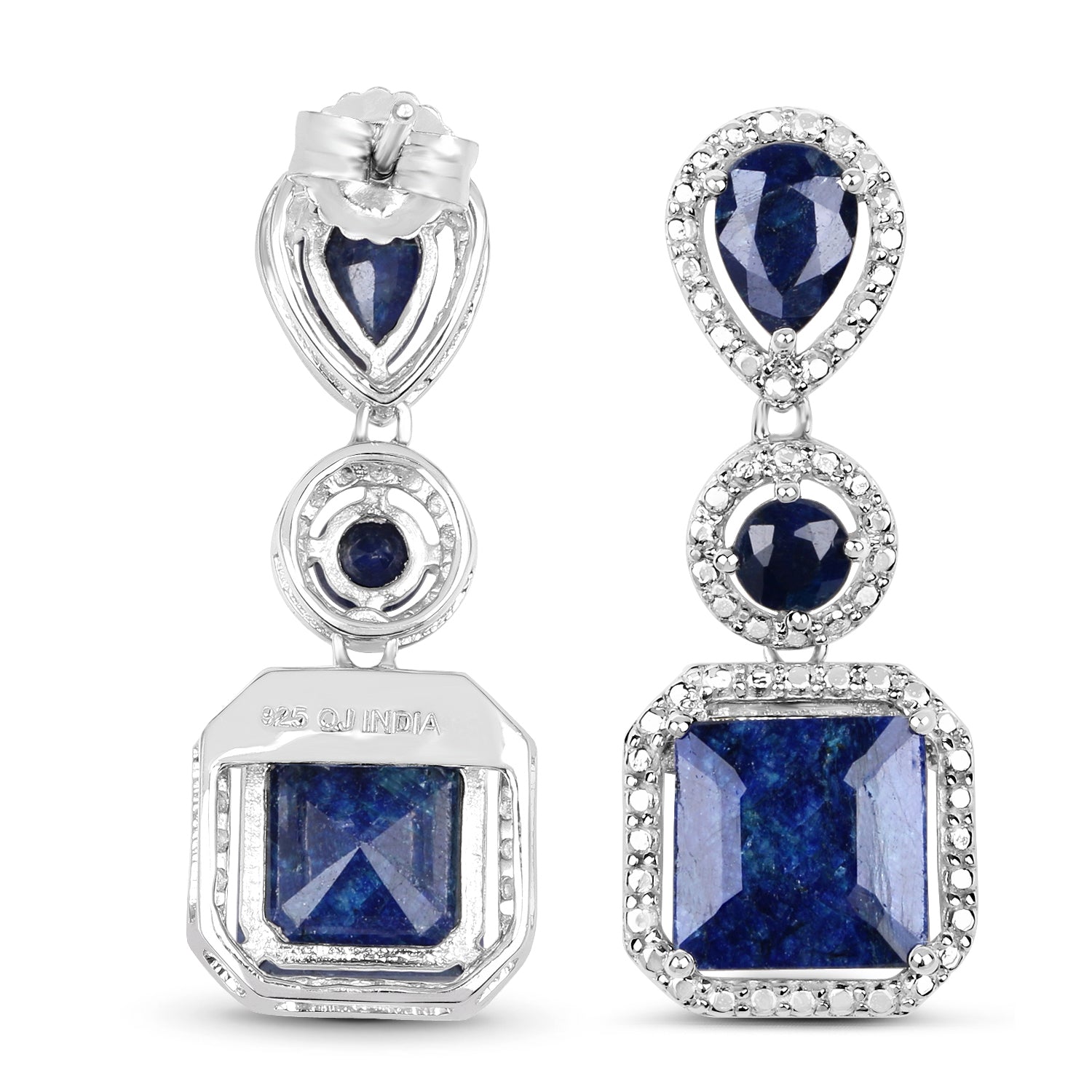 11.62 Carat Dyed Sapphire .925 Sterling Silver Earrings DestGlow