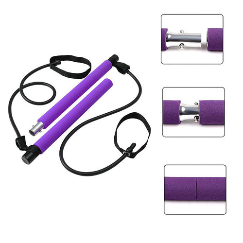 Pilates Bar Kit with Resistance Bands - Portable Home Gym Workout Equipment