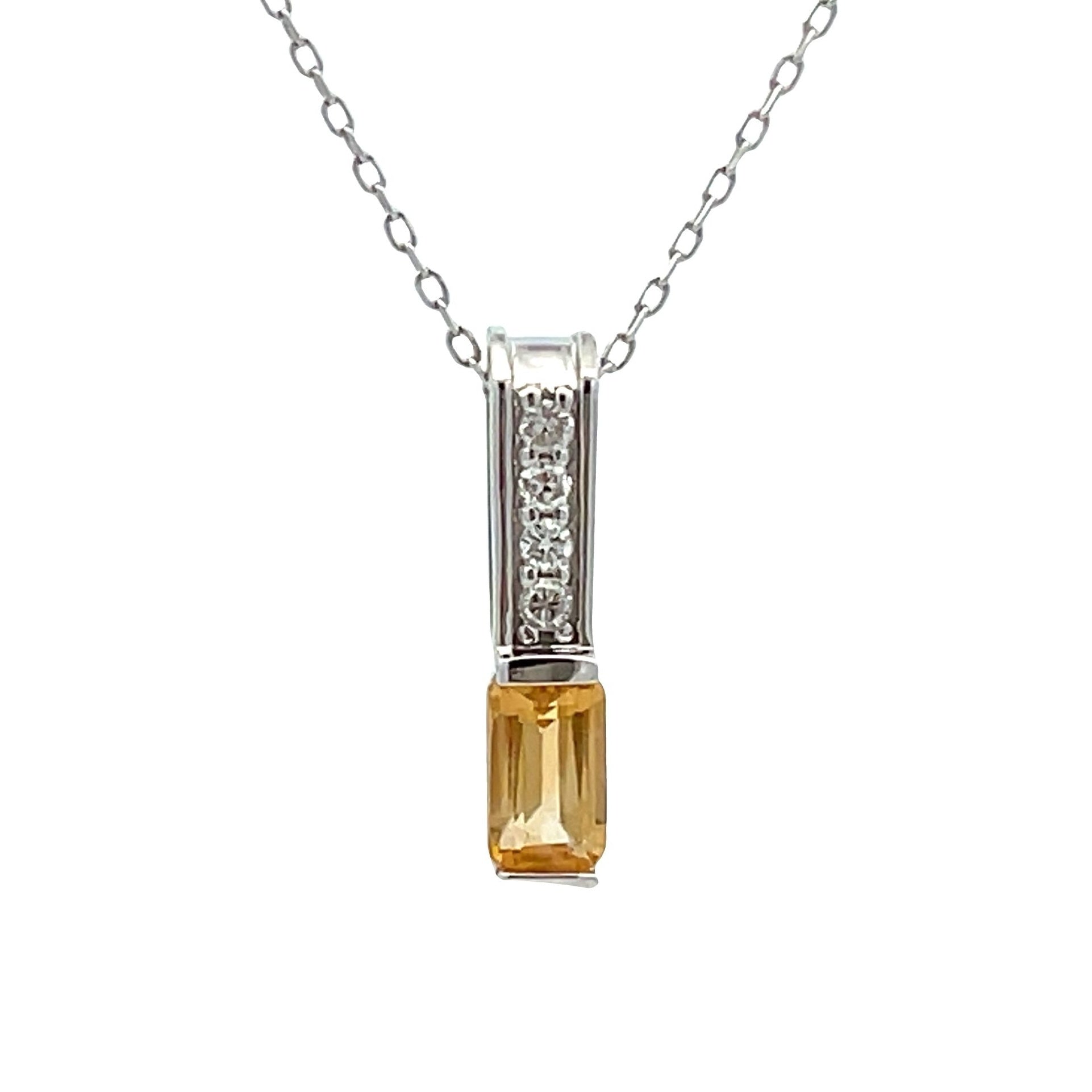 .06ct Citrine Diamond Fashion Pendants 10KT White Gold by Bids.com