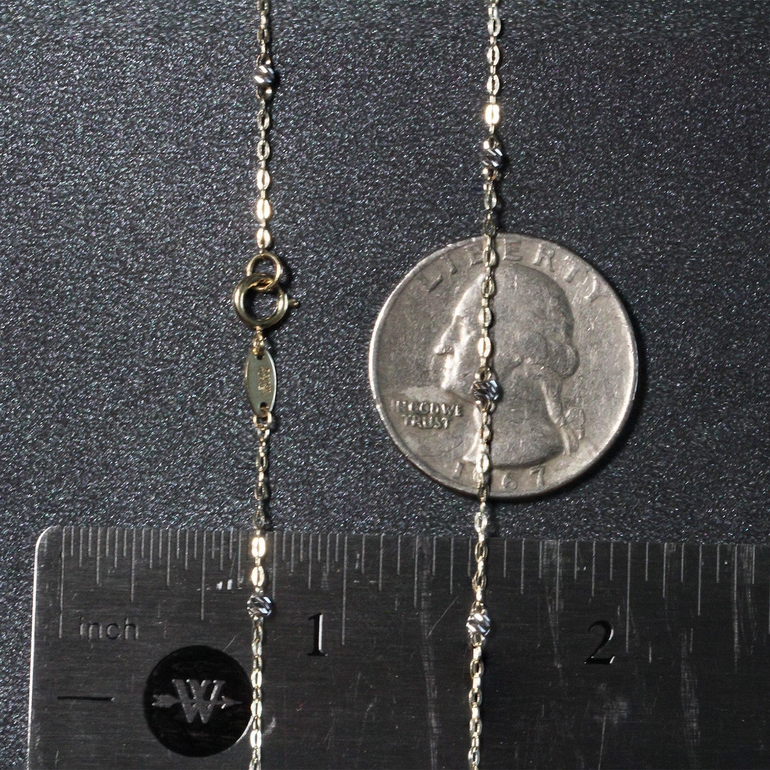 Diamond Cut Bead Links Pendant Chain in 14k Two Tone Gold (3.5mm) by Bids.com