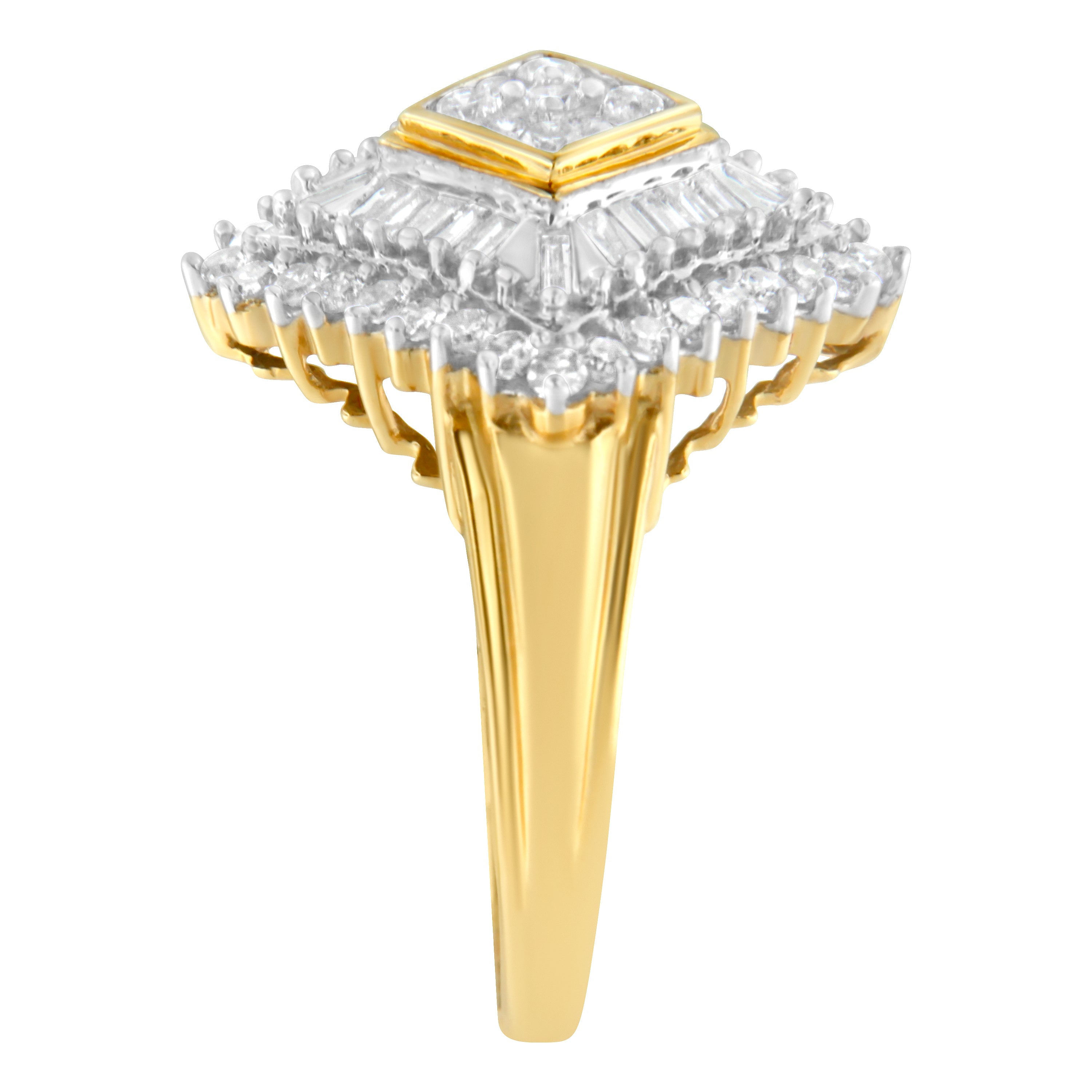 10K Yellow Gold Diamond Ballerina Ring (1 Cttw, I-J Color, I1-I2 Clarity) - Size 7 by Bids.com