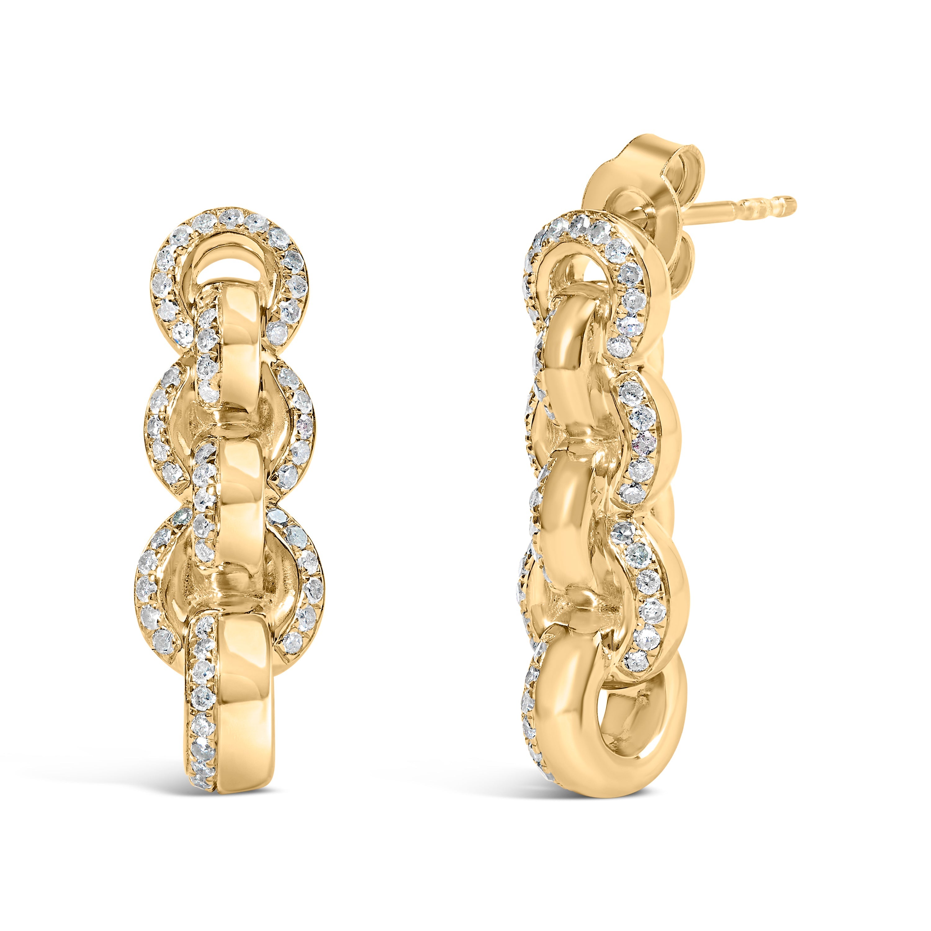 14K Yellow Gold Plated .925 Sterling Silver 1/2 Cttw Diamond Chain Link Drop Earrings (H-I Color, I1-I2 Clarity) by Bids.com