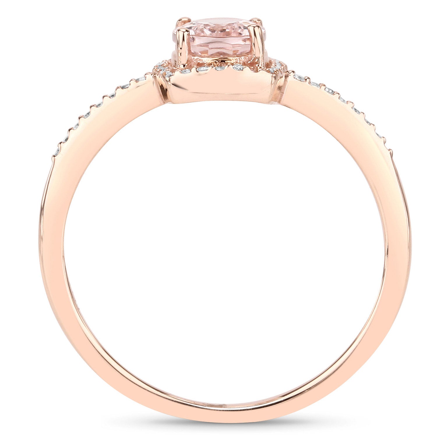0.82 Carat Genuine Morganite and White Diamond 14K Rose Gold Ring by Bids.com
