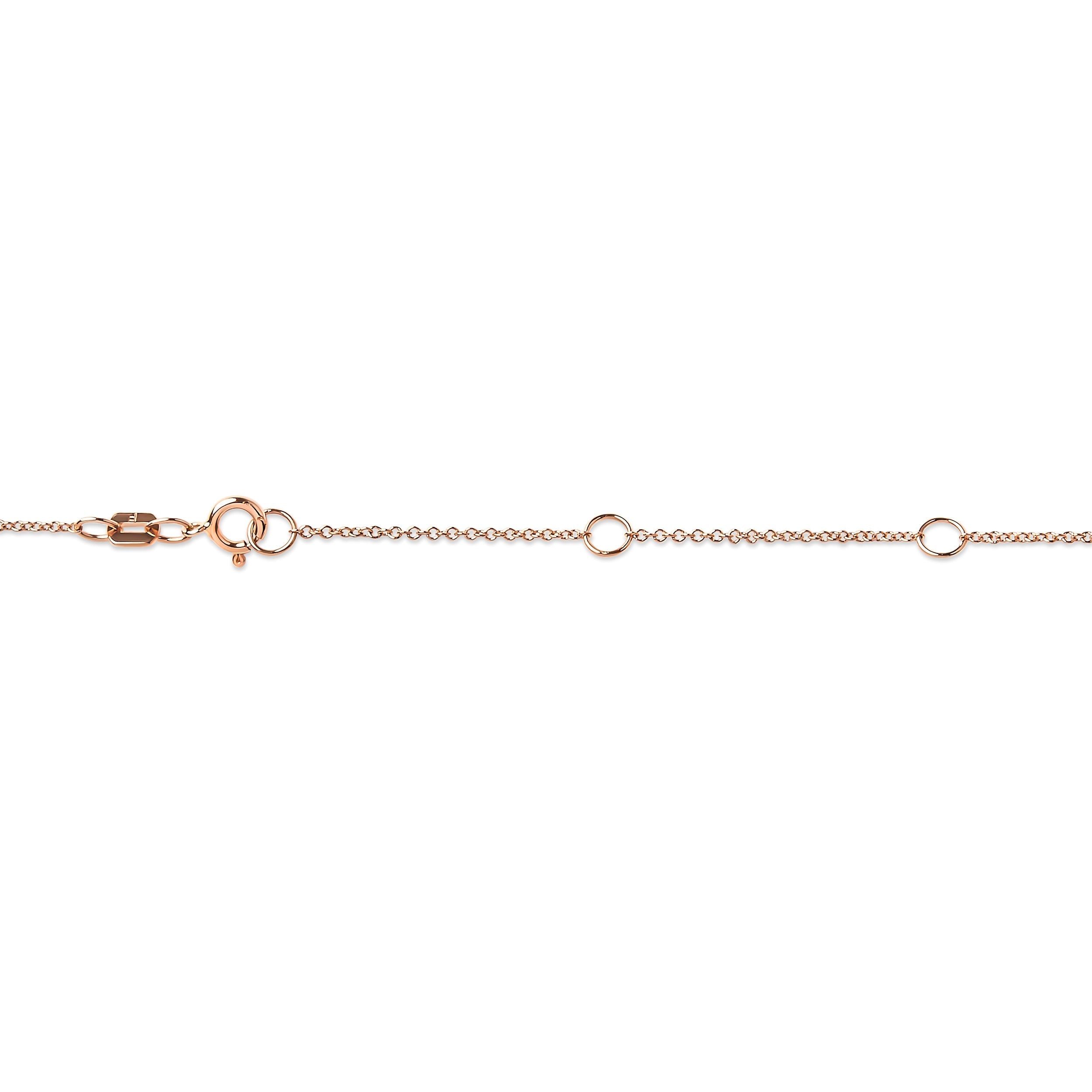 2 Micron 14K Rose Gold Plated Sterling Silver Bezel-Set Diamond Solitaire Pendant Necklace (1/3 cttw, H-I Color, I1-I2 Clarity) DestGlow