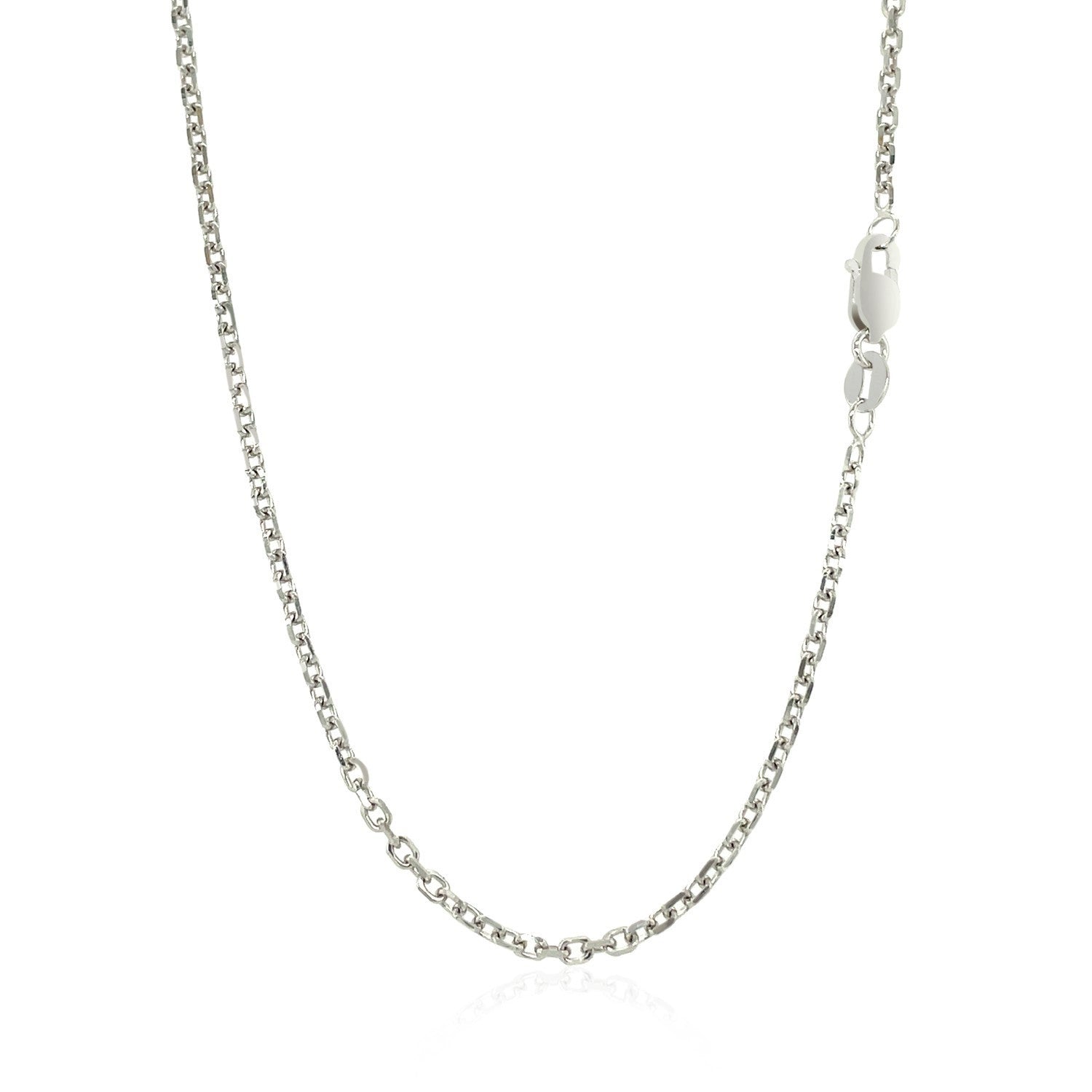 18k White Gold Diamond Cut Cable Link Chain (1.90 mm) DestGlow