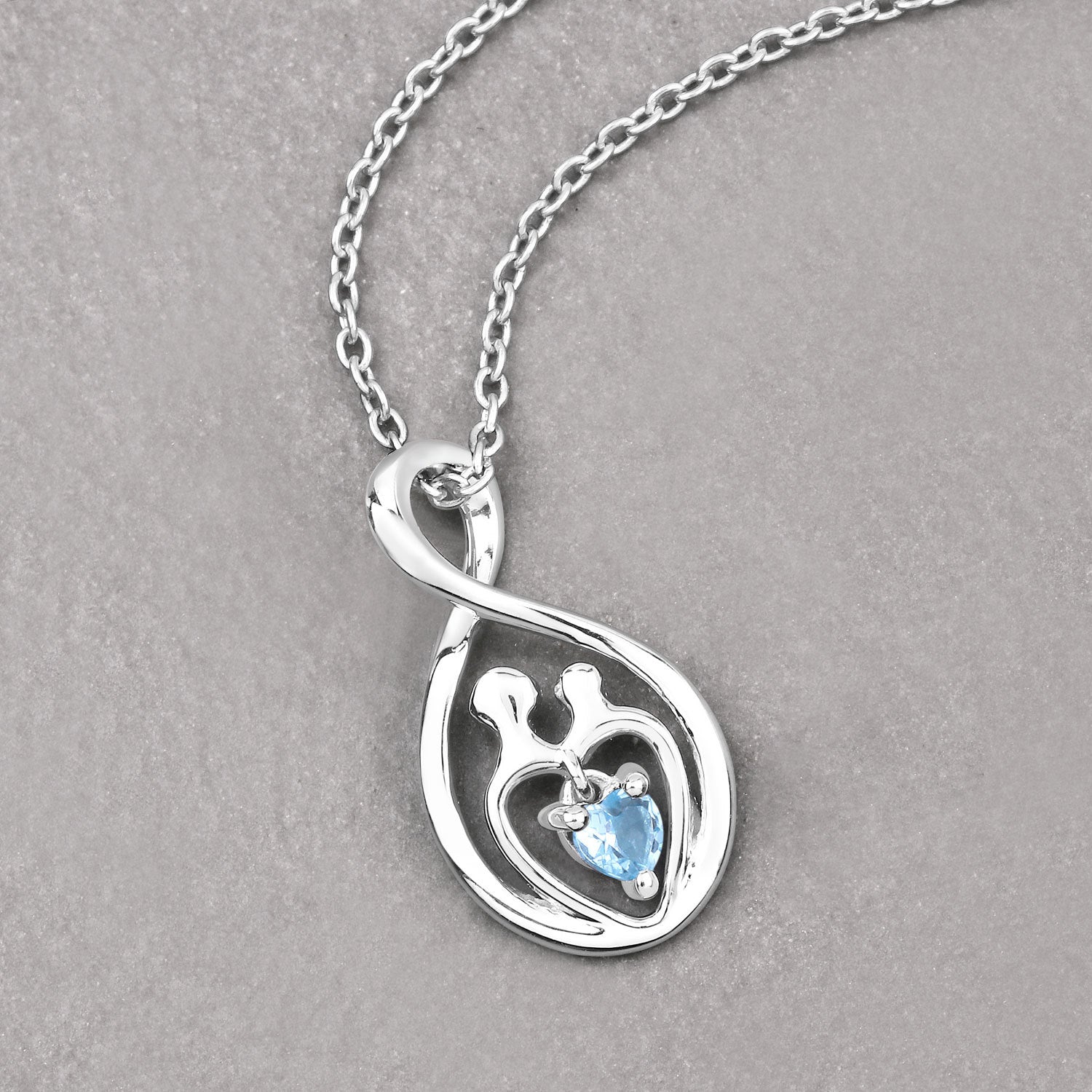 0.13 Carat Genuine Swiss Blue Topaz .925 Sterling Silver Pendant DestGlow