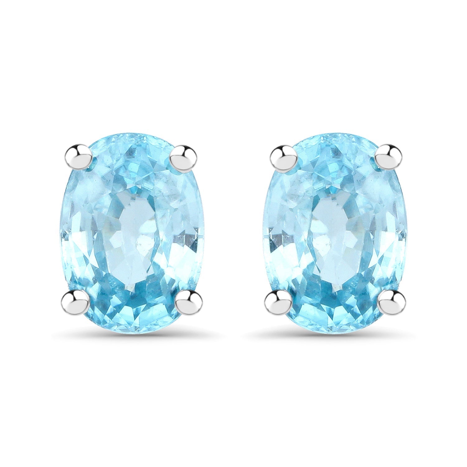 2.40 Carat Genuine Blue Zircon .925 Sterling Silver Earrings DestGlow
