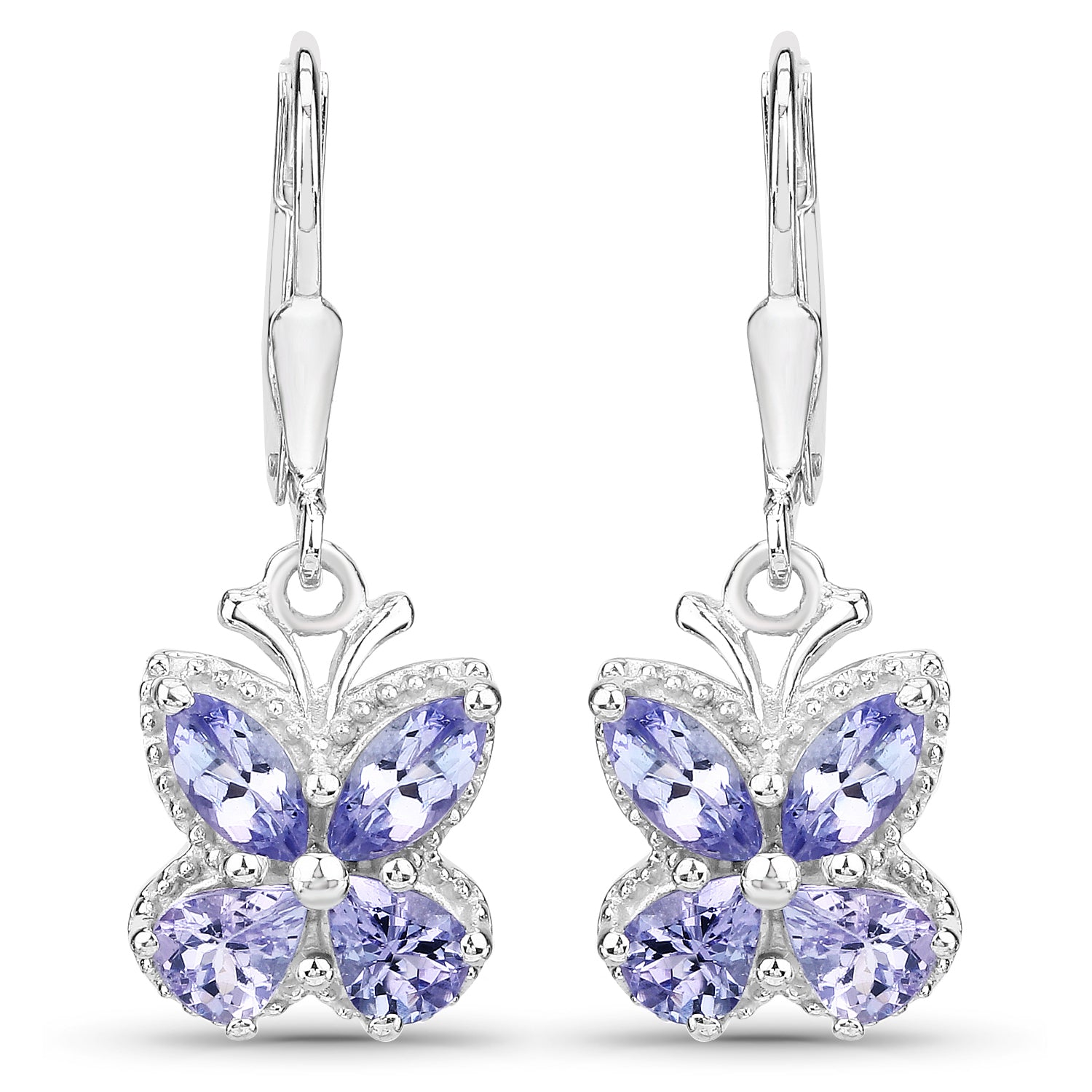 2.08 Carat Genuine Tanzanite .925 Sterling Silver Earrings by Bids.com