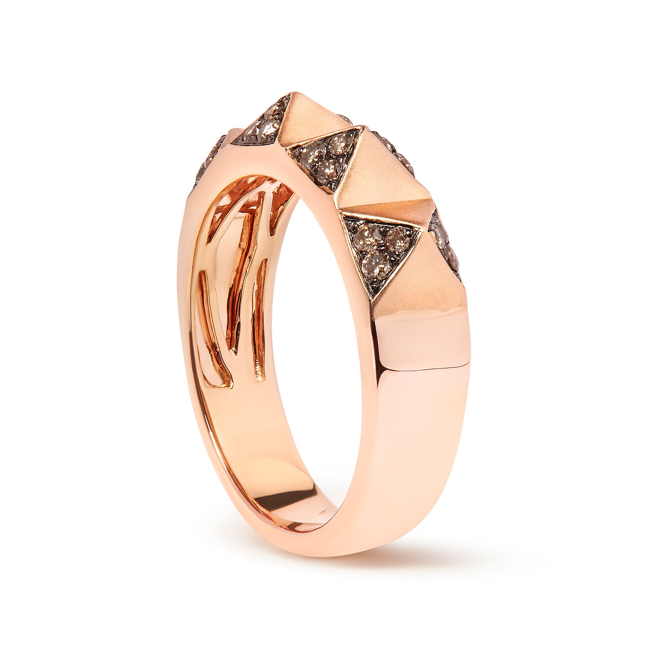 14K Rose Gold 1/4 Cttw Brown Diamond Pyramid Band Ring (Brown Color, SI1-SI2 Clarity)- Size 7 by Bids.com
