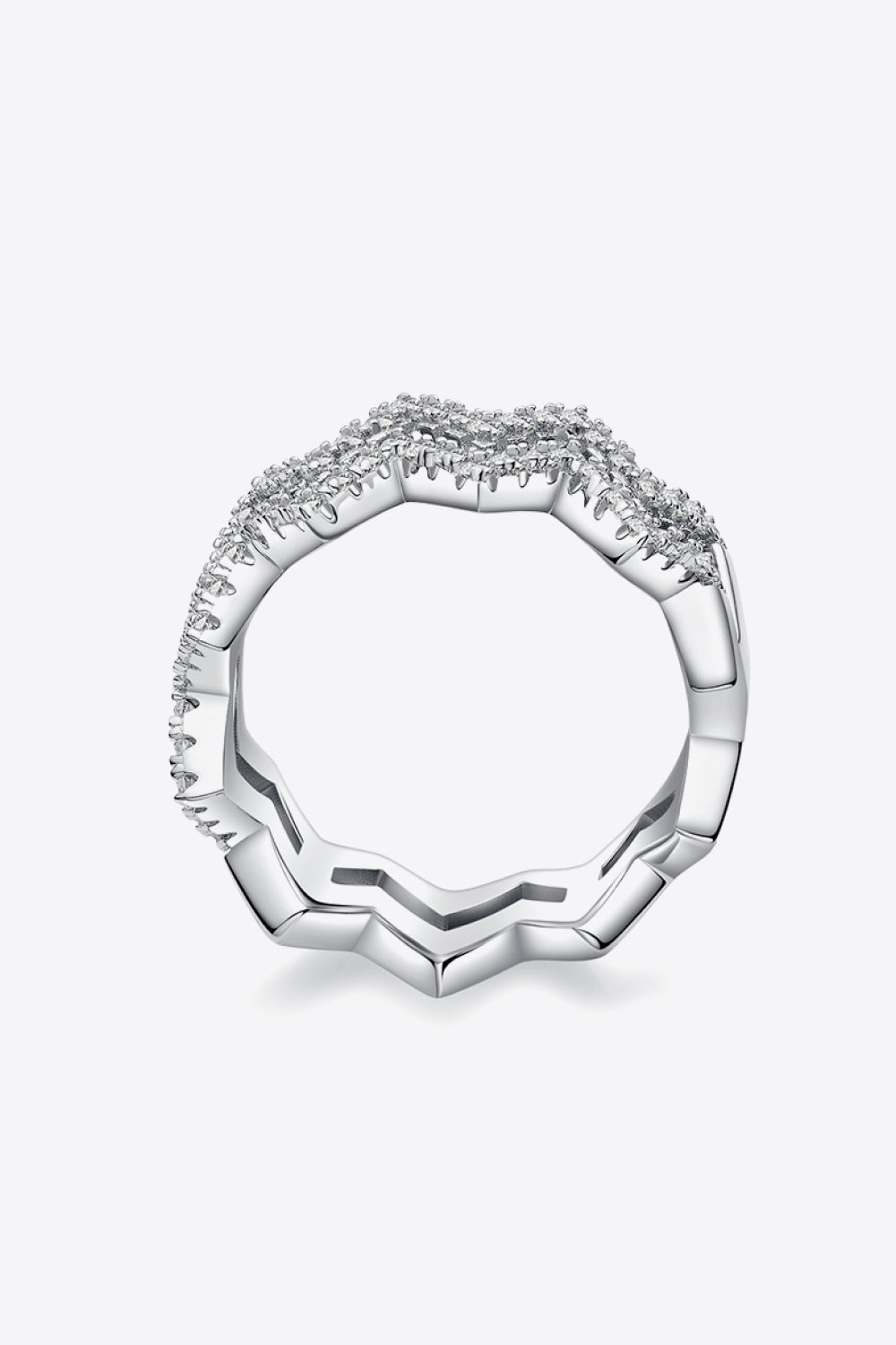 Adored Sparkala™ Zigzag Stacking Rings (Platinum Over Pure Sterling Silver) - DestGlow